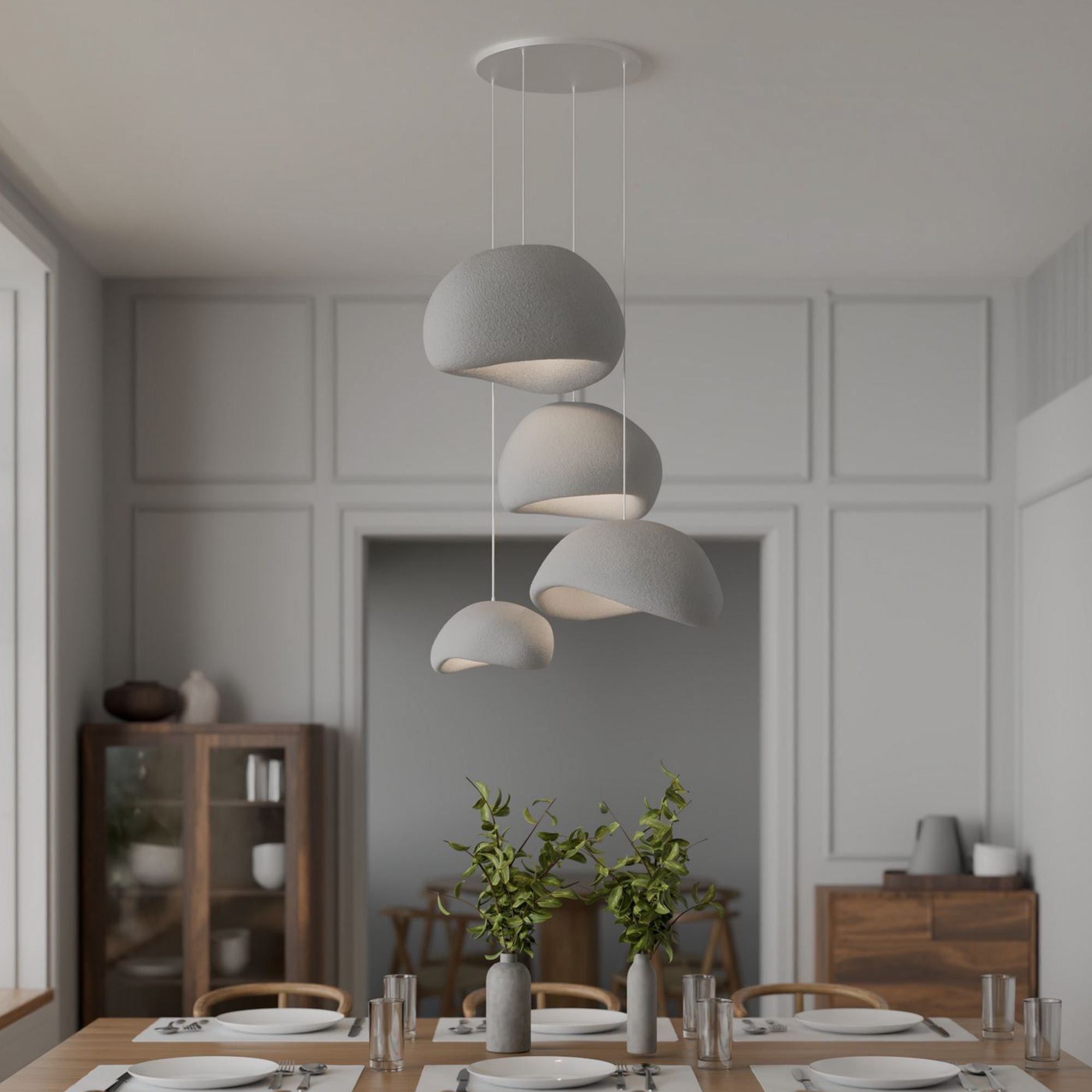 Candeeiro de Teto – 35-120 cm – Cinza Concreto – Composto Polimérico