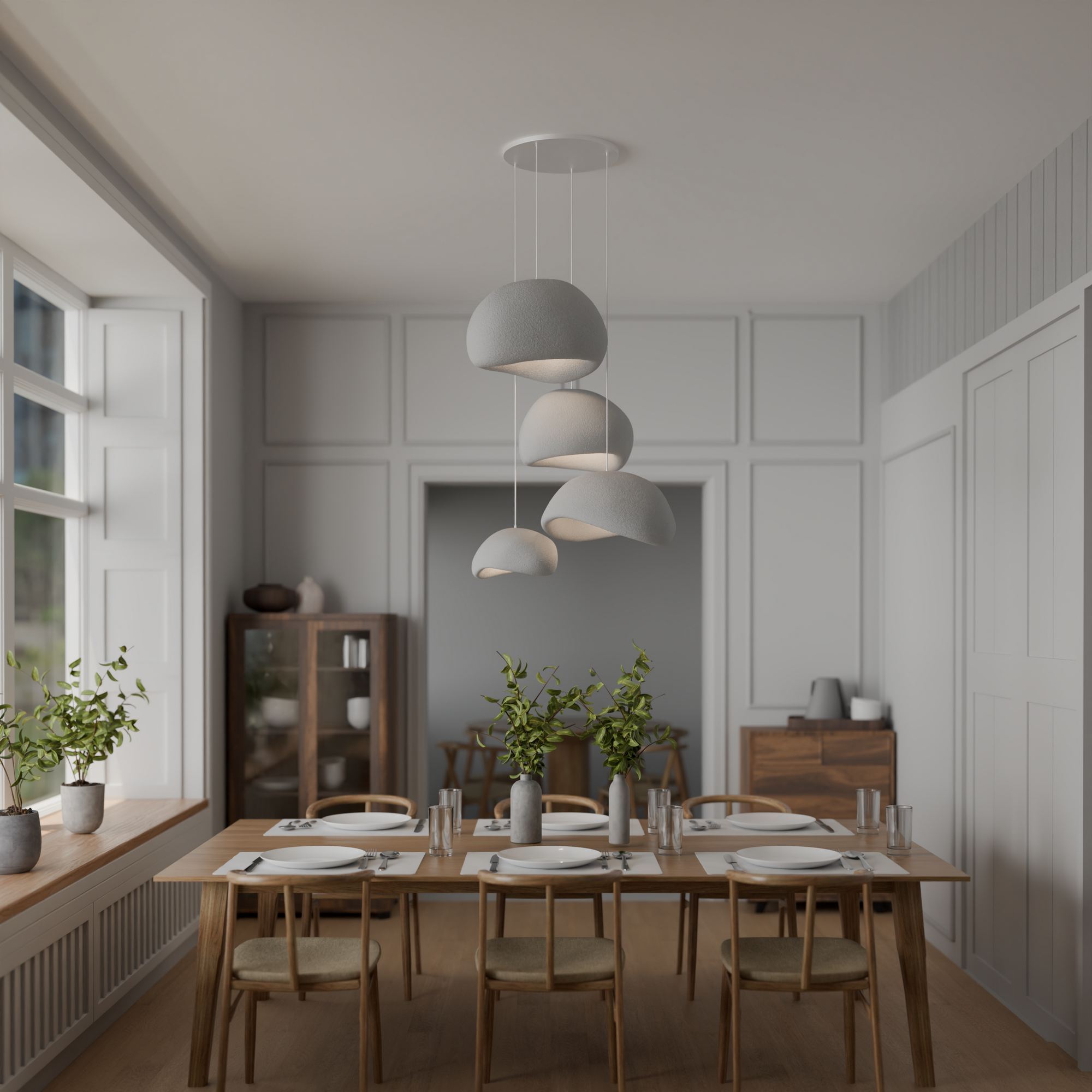 Candeeiro de Teto – 35-120 cm – Cinza Concreto – Composto Polimérico