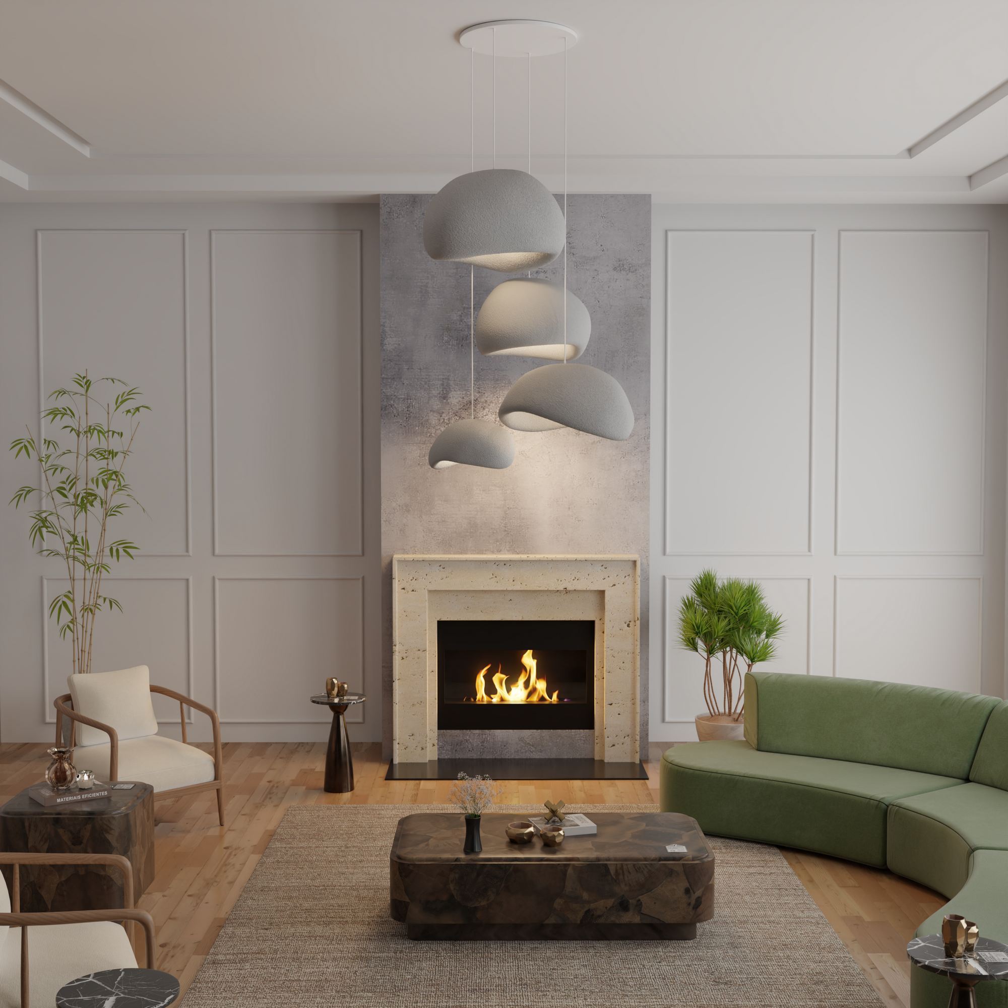 Candeeiro de Teto – 35-120 cm – Cinza Concreto – Composto Polimérico