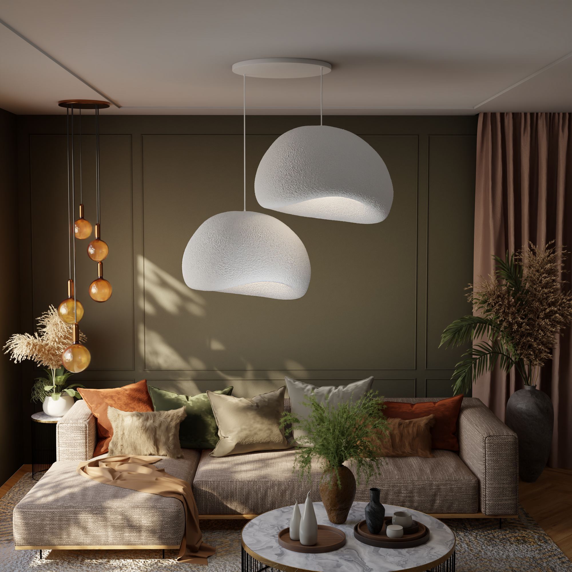 Candeeiro de Teto – 50 x 45 x 32 cm – Branco – Composto Polimérico