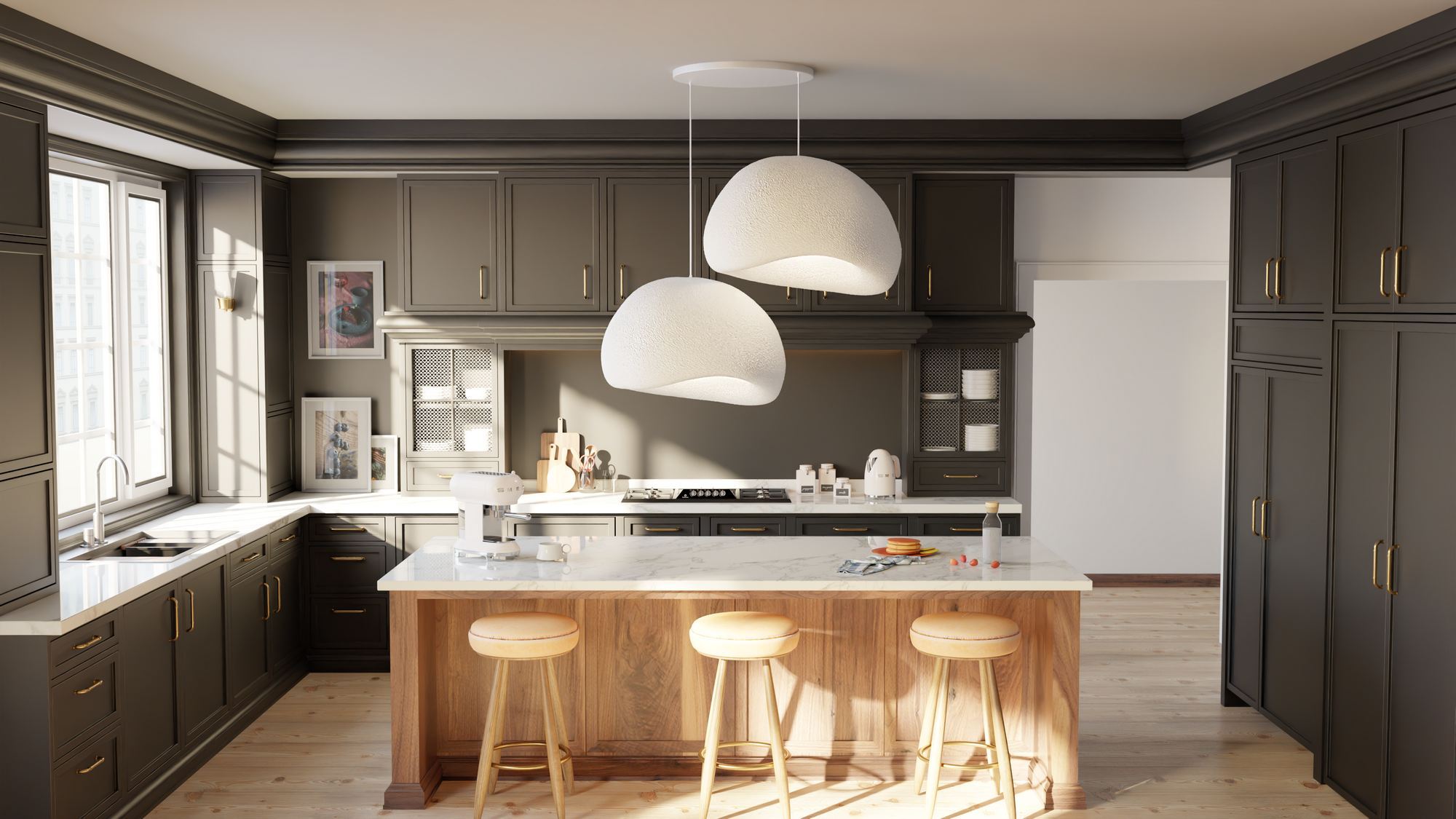 Candeeiro de Teto – 50 x 45 x 32 cm – Branco – Composto Polimérico