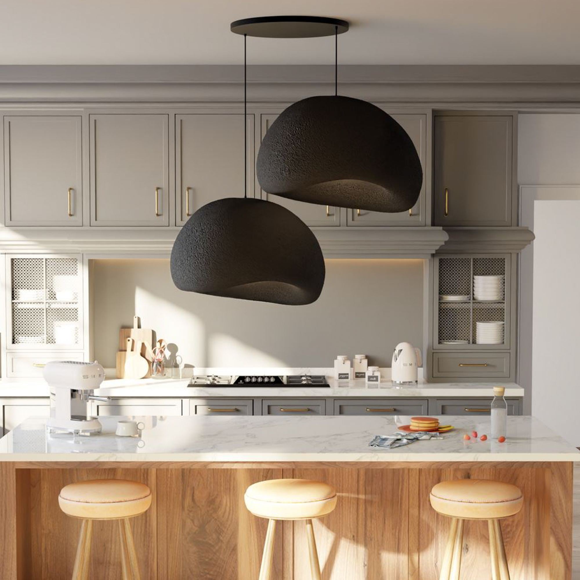 Candeeiro de Teto – 50 x 45 x 32 cm – Preto – Composto Polimérico