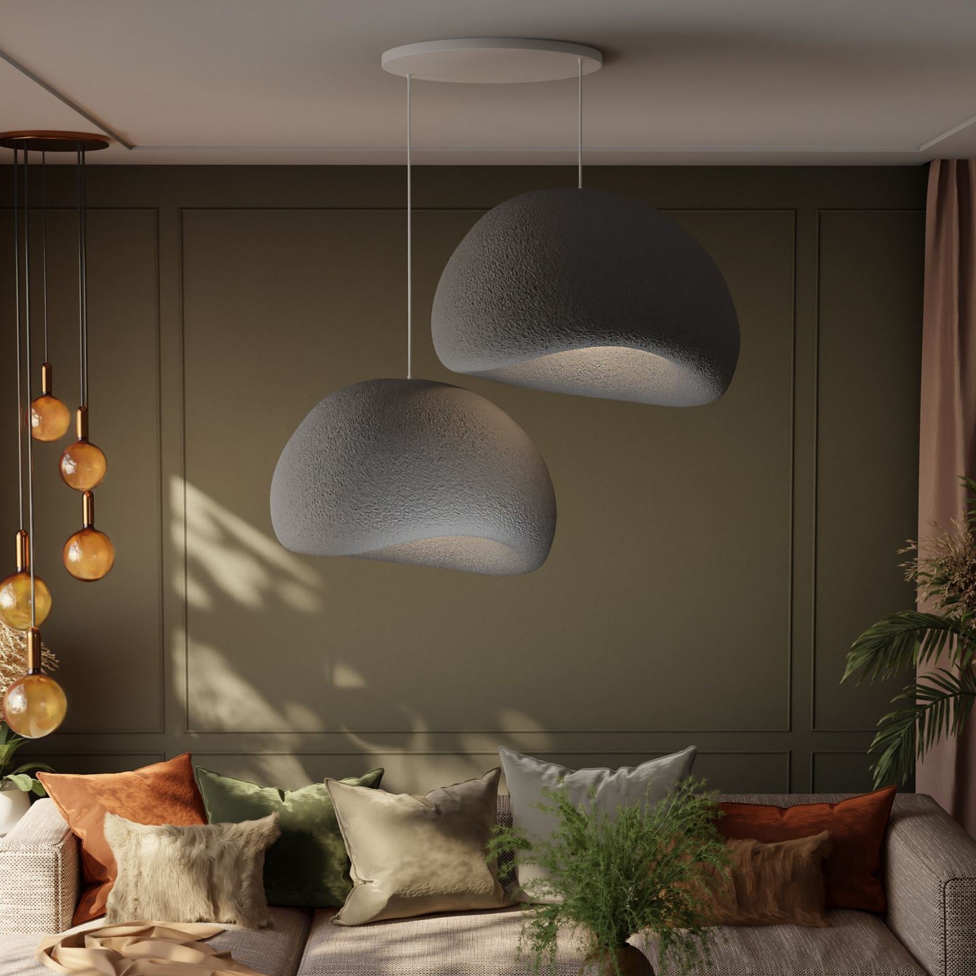 Candeeiro de Teto – 50 x 45 x 32 cm – Cinza Concreto – Composto Polimérico