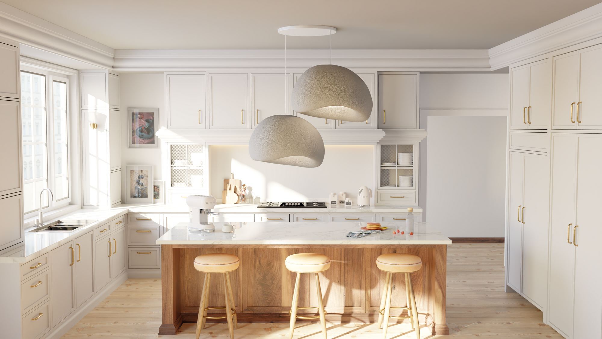 Candeeiro de Teto – 50 x 45 x 32 cm – Cinza Concreto – Composto Polimérico