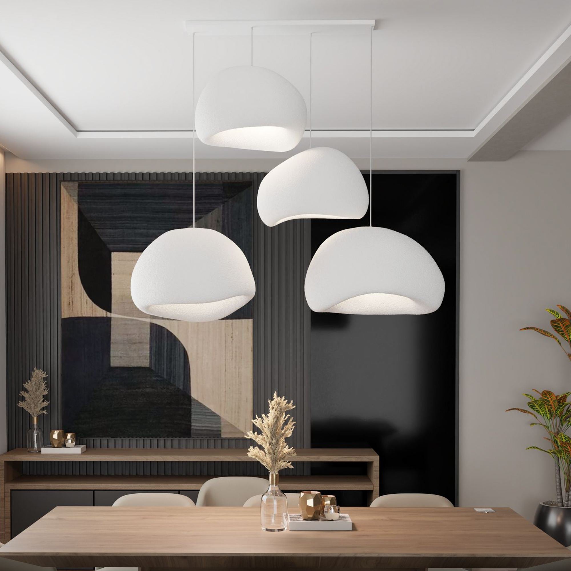 Candeeiro de Teto – 50 x 45 x 32 cm – Branco – Composto Polimérico