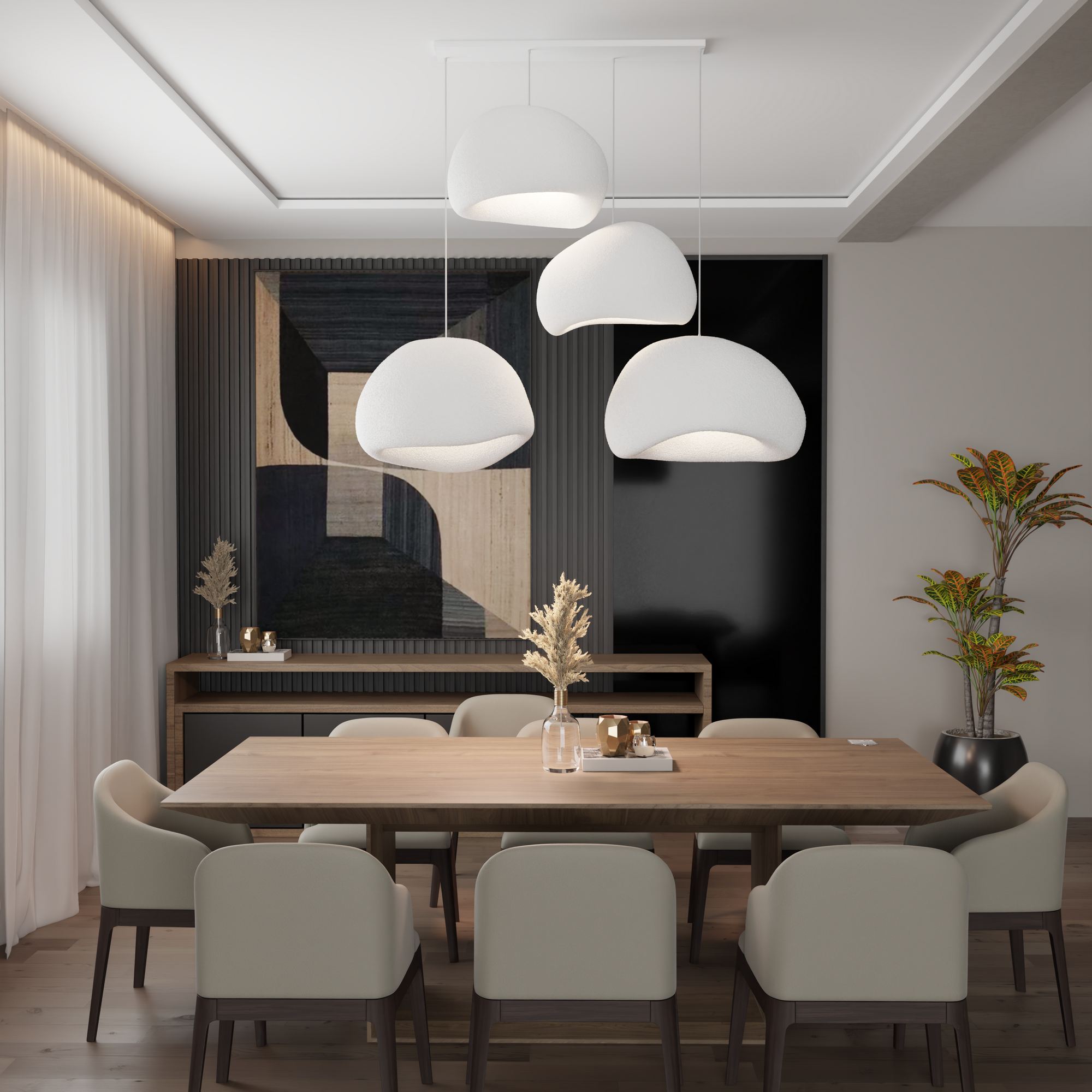 Candeeiro de Teto – 50 x 45 x 32 cm – Branco – Composto Polimérico