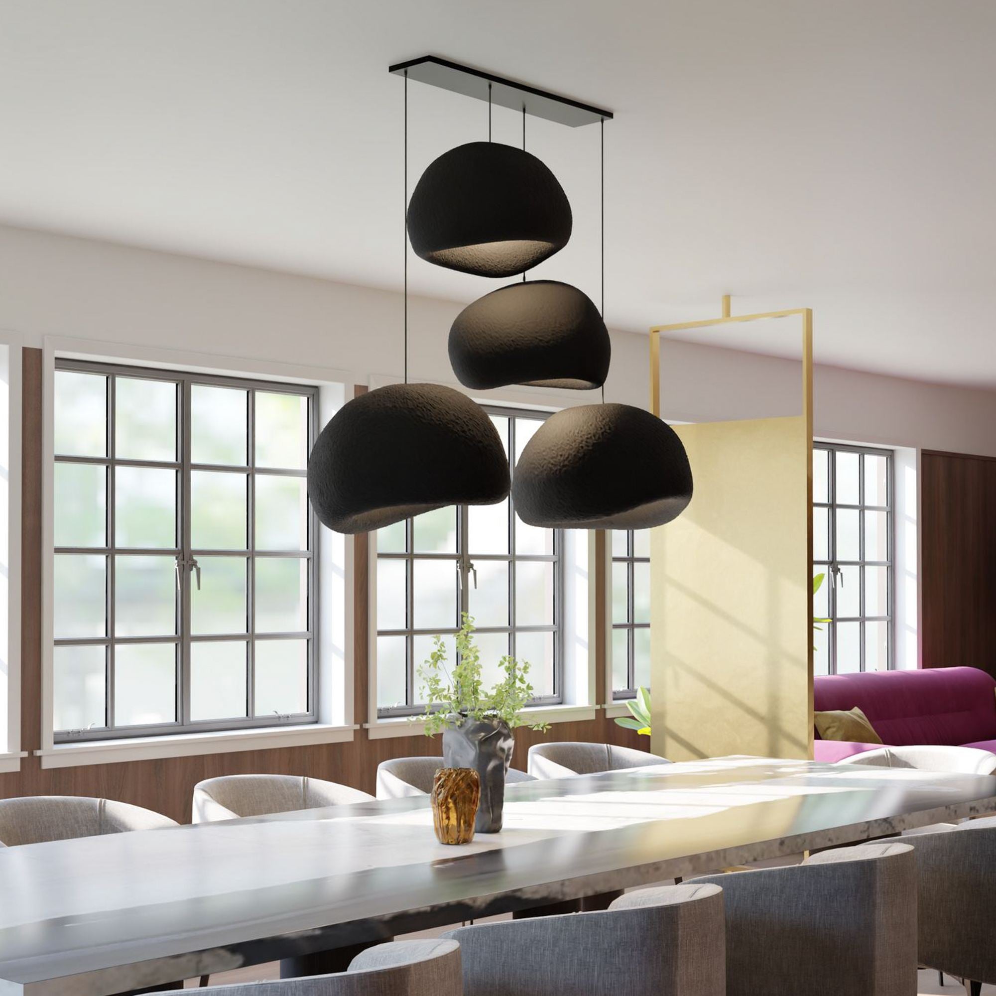 Candeeiro de Teto – 50 x 45 x 32 cm – Preto – Composto Polimérico