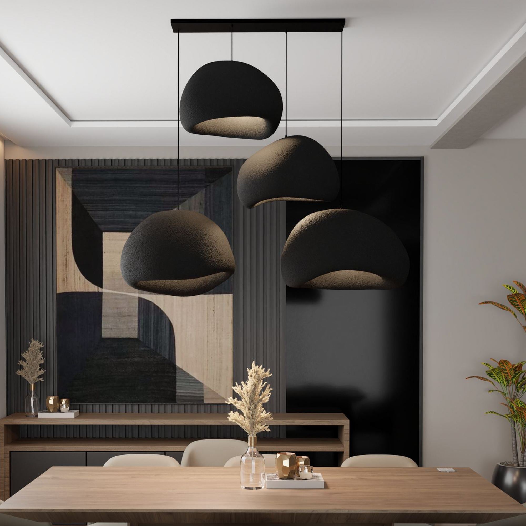 Candeeiro de Teto – 50 x 45 x 32 cm – Preto – Composto Polimérico