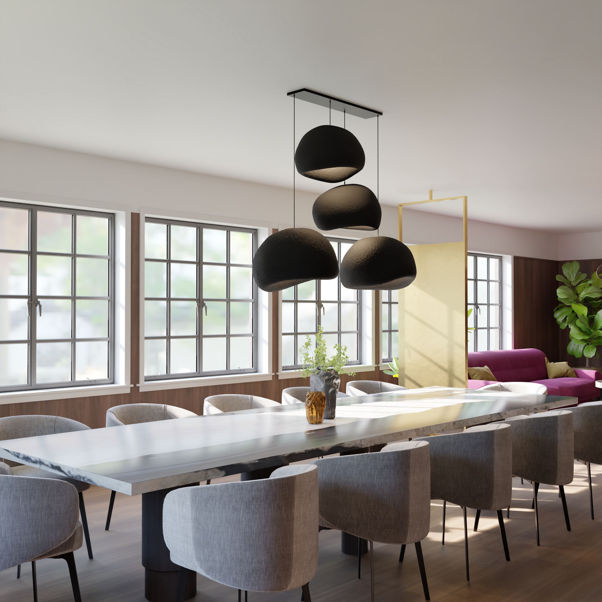 Candeeiro de Teto – 50 x 45 x 32 cm – Preto – Composto Polimérico