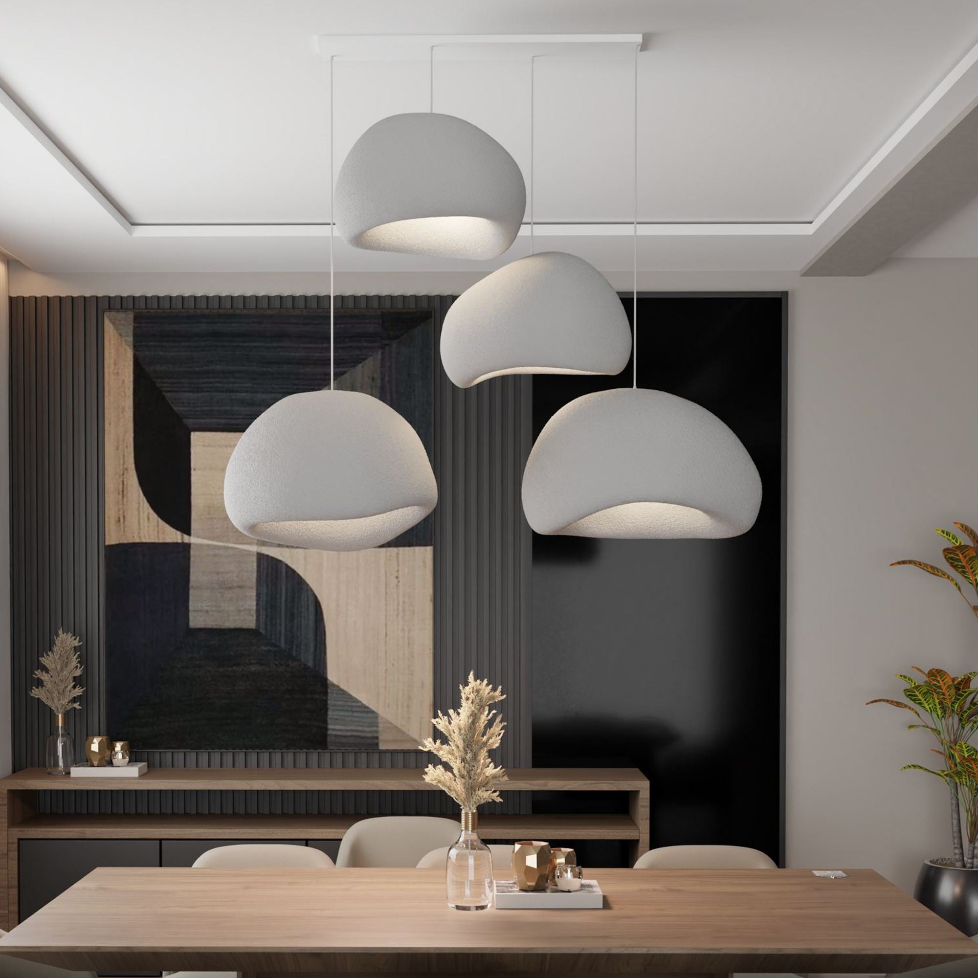 Candeeiro de Teto – 50 x 45 x 32 cm – Cinza Concreto – Composto Polimérico