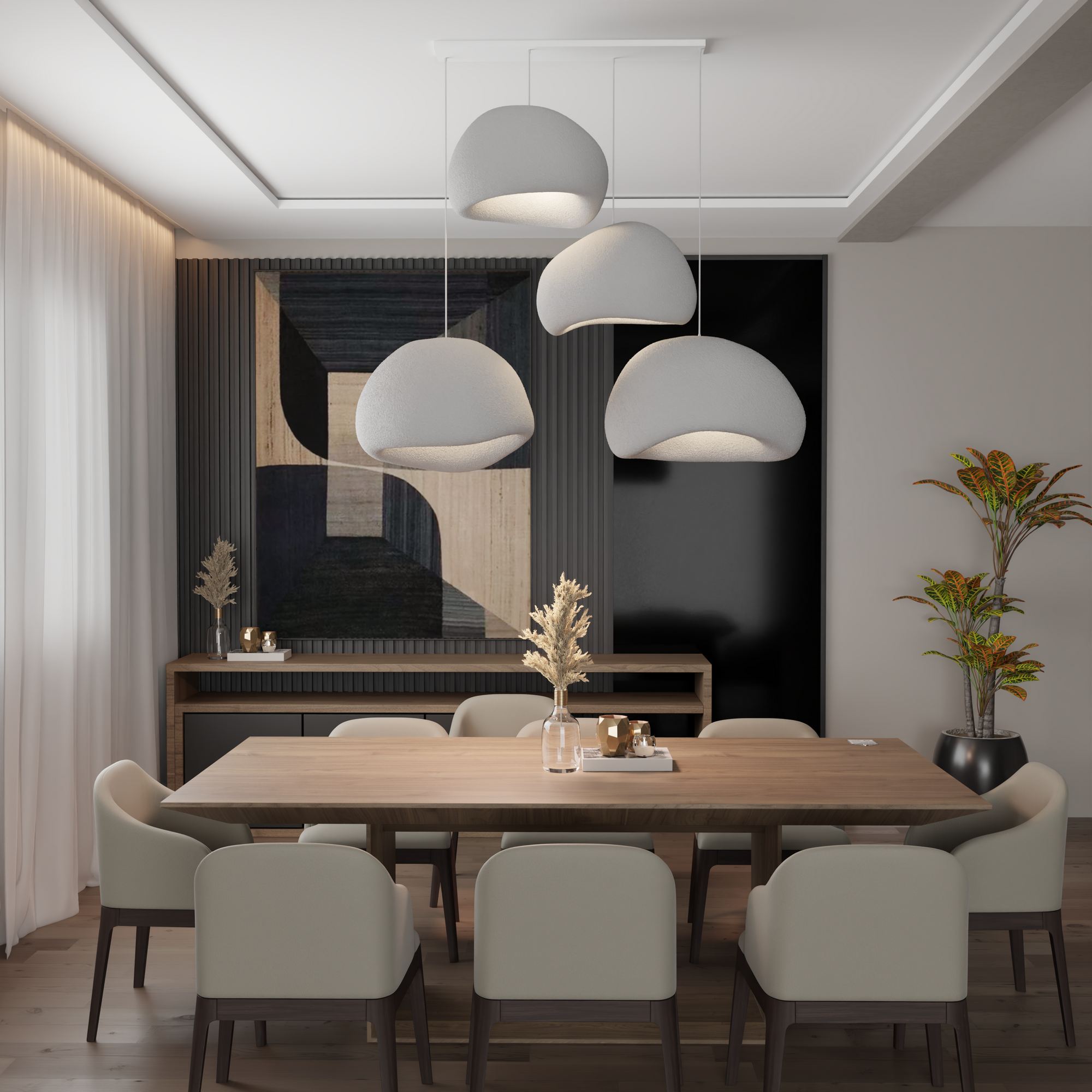 Candeeiro de Teto – 50 x 45 x 32 cm – Cinza Concreto – Composto Polimérico