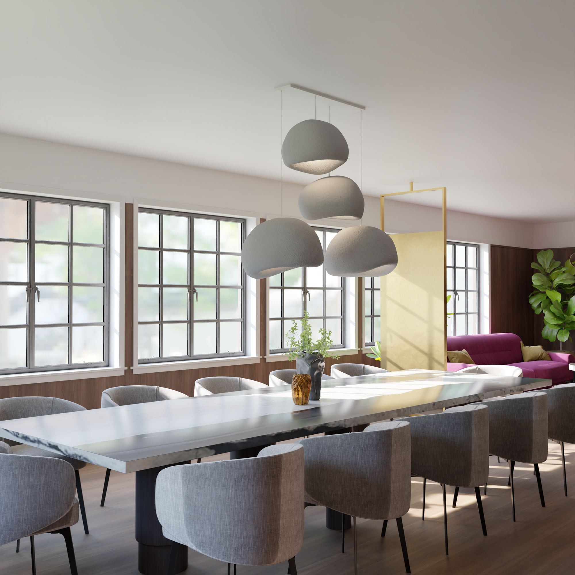 Candeeiro de Teto – 50 x 45 x 32 cm – Cinza Concreto – Composto Polimérico