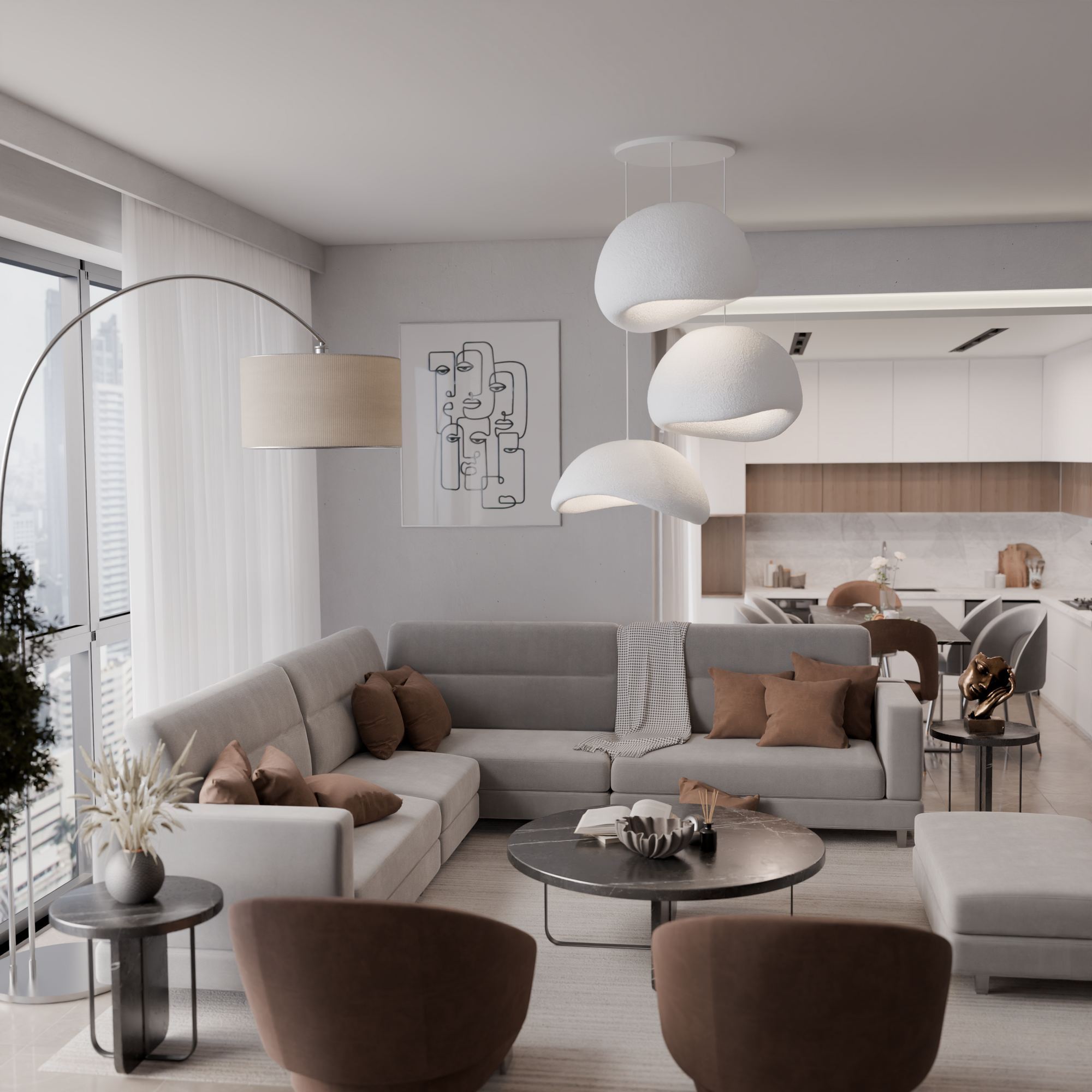 Candeeiro de Teto – 50 x 45 x 32 cm – Branco – Composto Polimérico