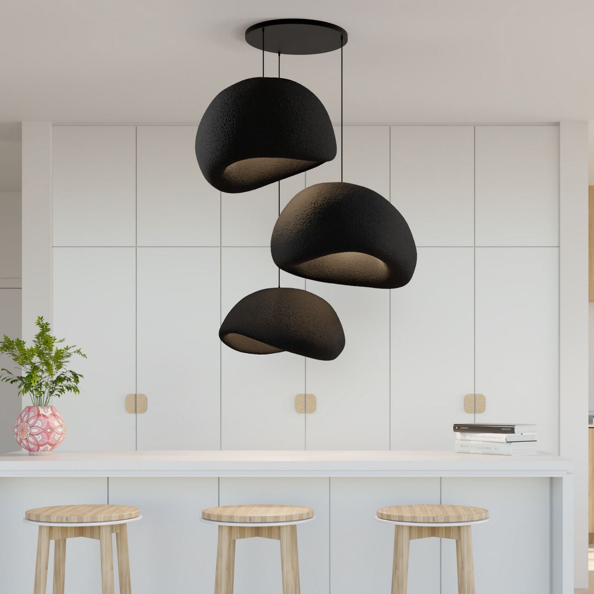 Candeeiro de Teto – 50 x 45 x 32 cm – Preto – Composto Polimérico