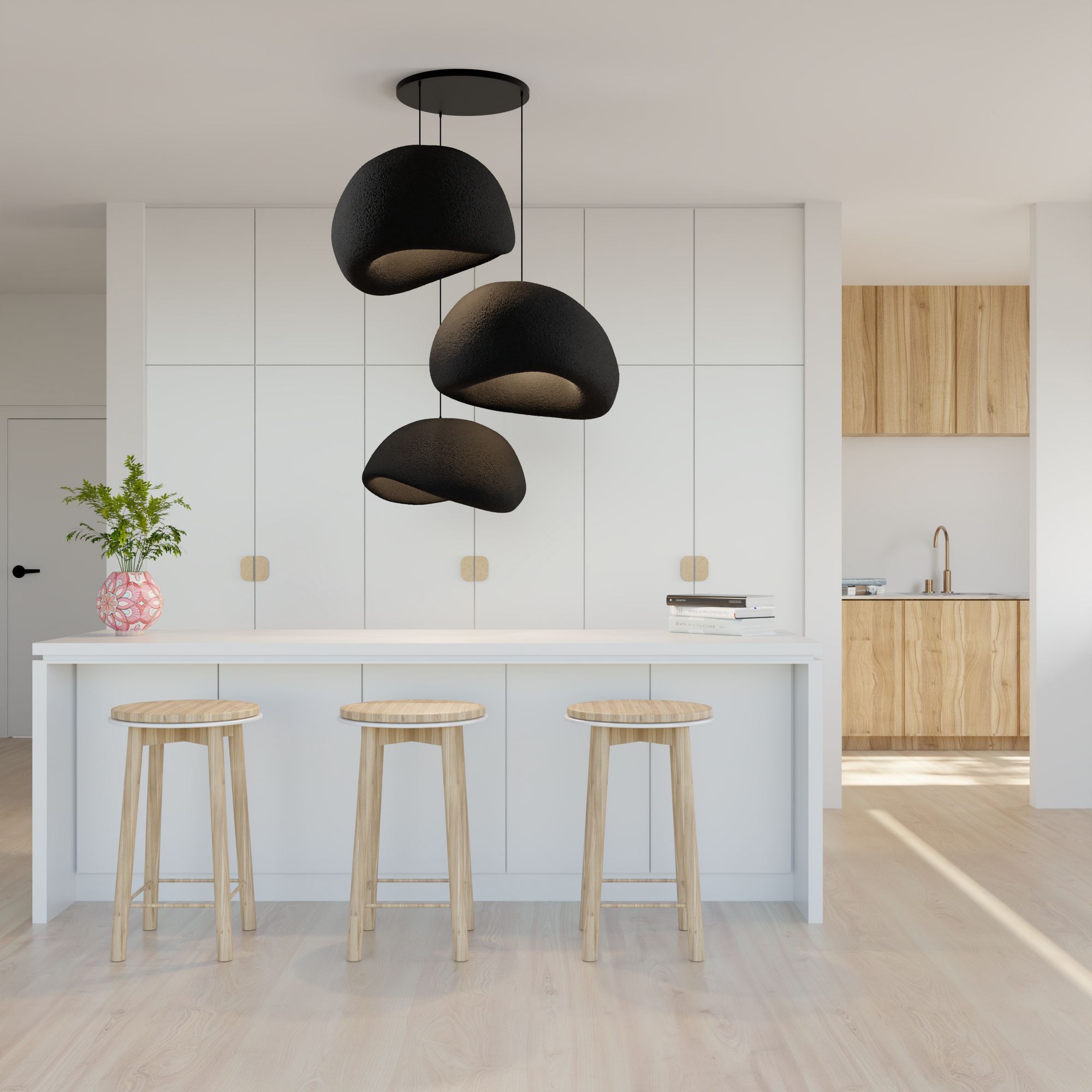 Candeeiro de Teto – 50 x 45 x 32 cm – Preto – Composto Polimérico