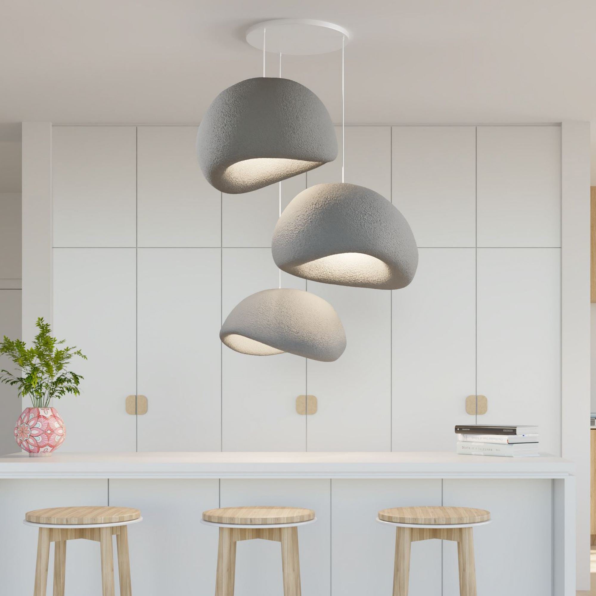 Candeeiro de Teto – 50 x 45 x 32 cm – Cinza Concreto – Composto Polimérico