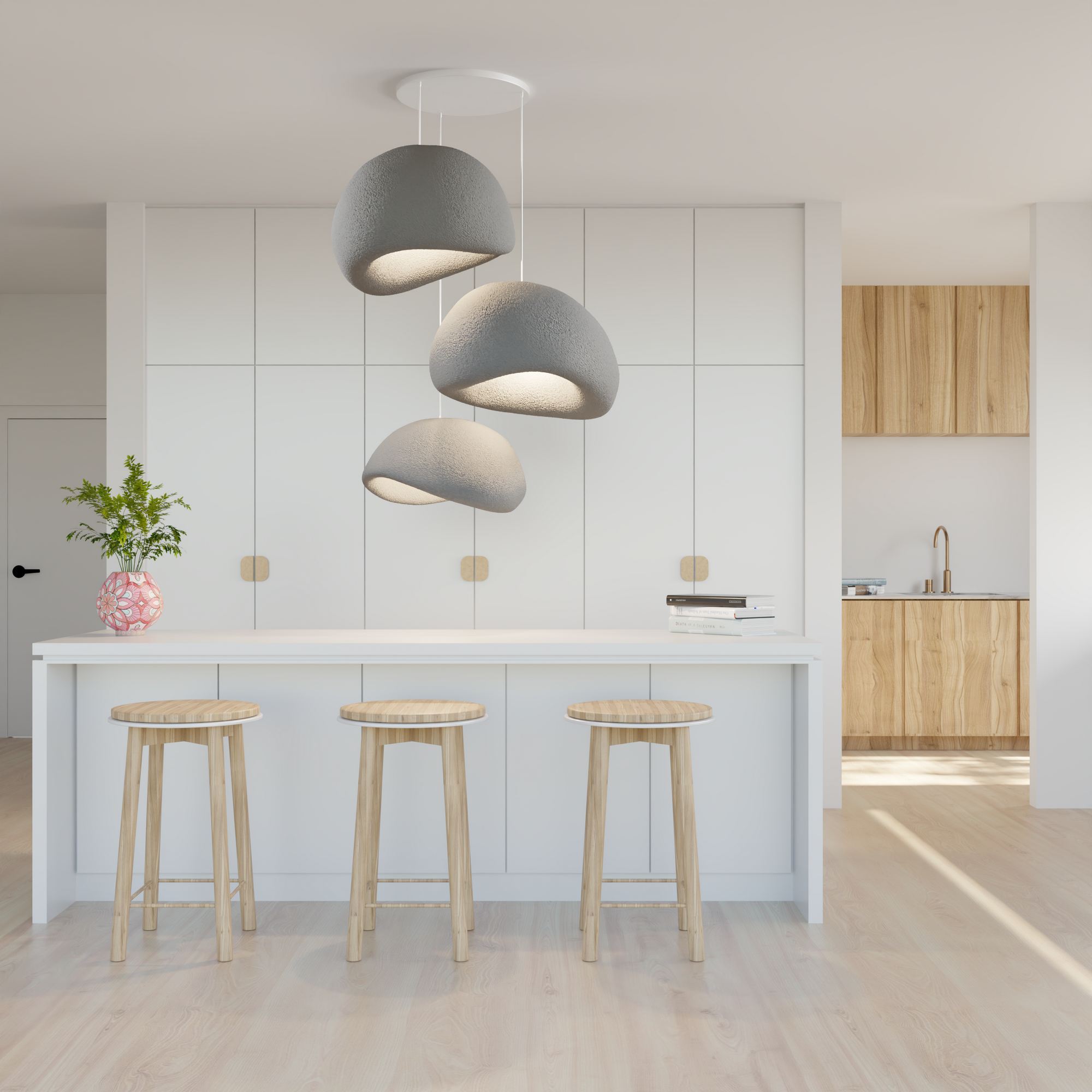 Candeeiro de Teto – 50 x 45 x 32 cm – Cinza Concreto – Composto Polimérico