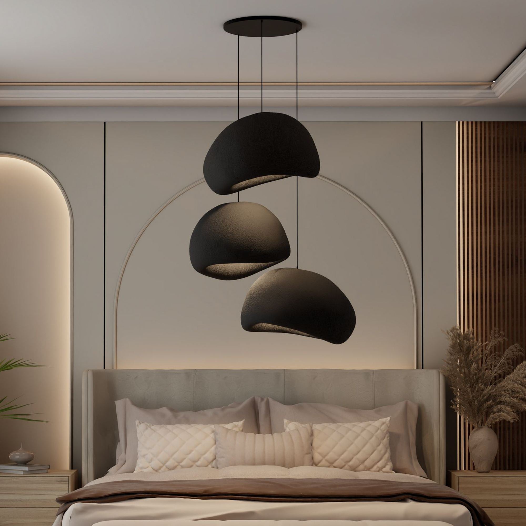 Candeeiro de Teto - 50 x 45 x 32 cm - Preto - Composto Polimérico