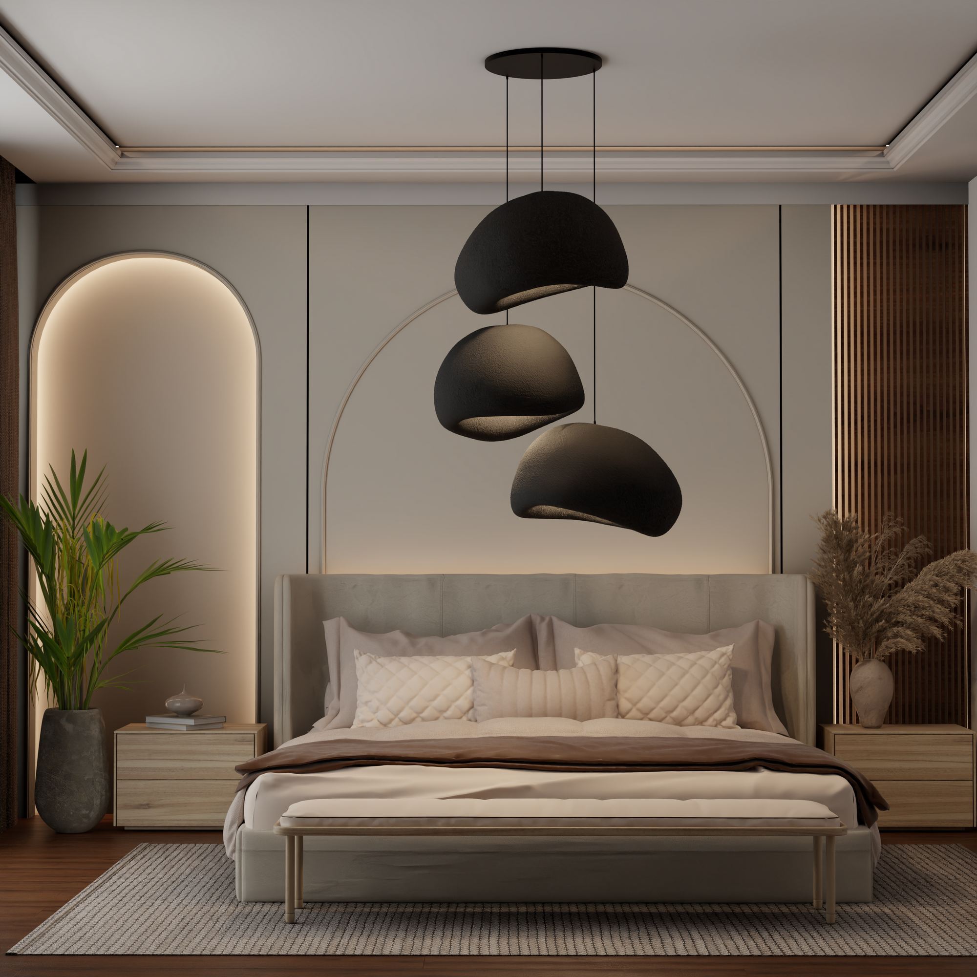 Candeeiro de Teto - 50 x 45 x 32 cm - Preto - Composto Polimérico