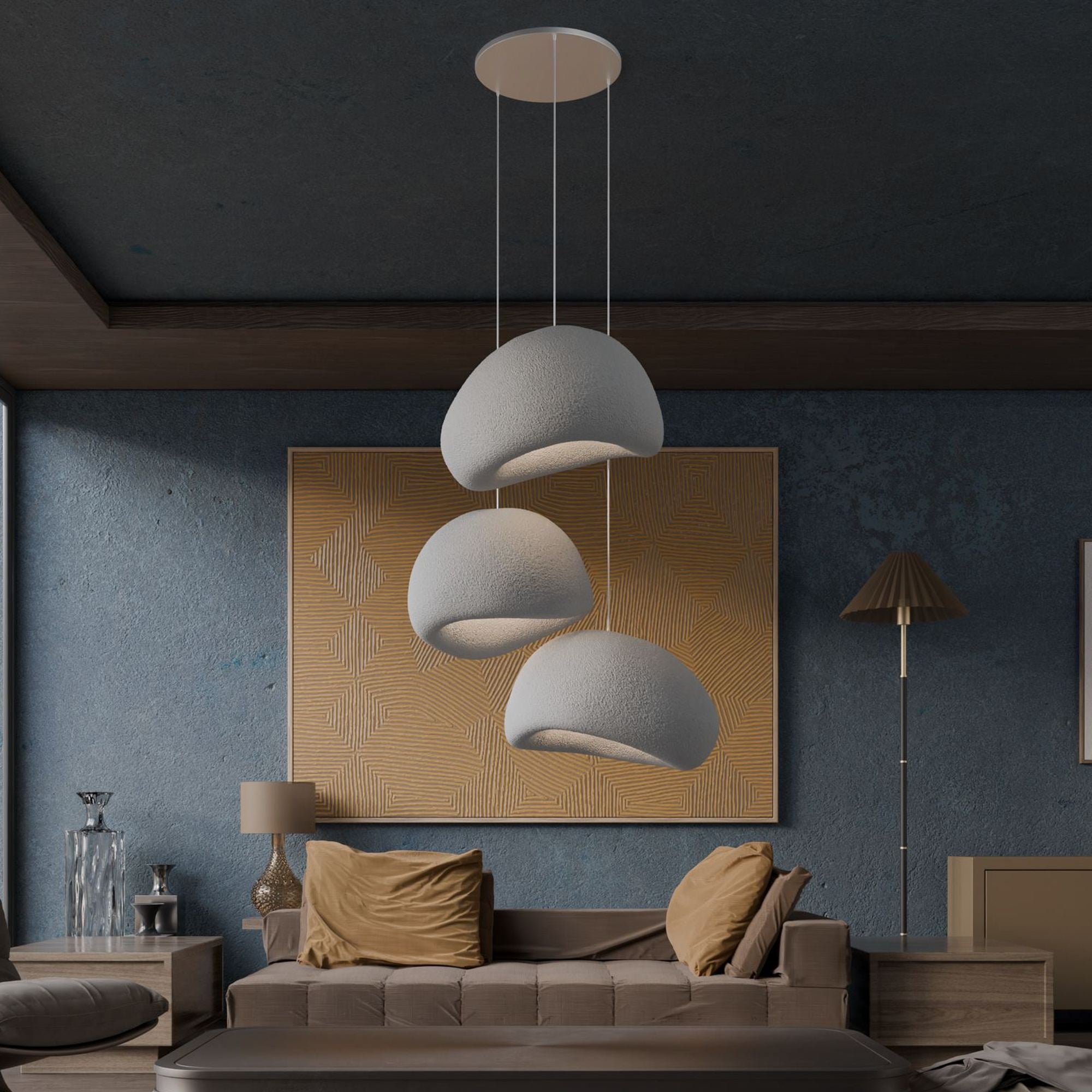 Candeeiro de Teto – 50 x 45 x 32 cm – Cinza Concreto – Composto Polimérico