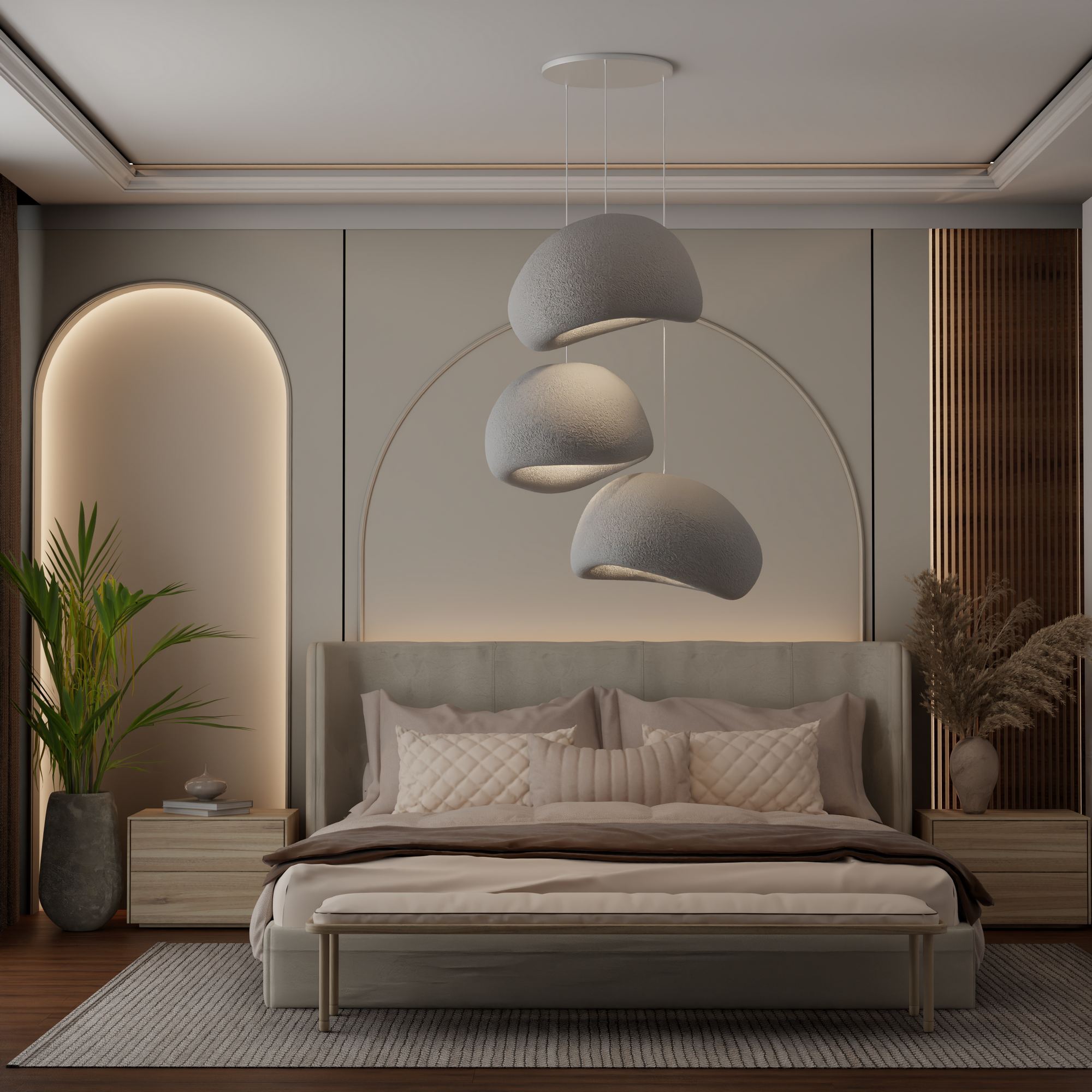 Candeeiro de Teto – 50 x 45 x 32 cm – Cinza Concreto – Composto Polimérico