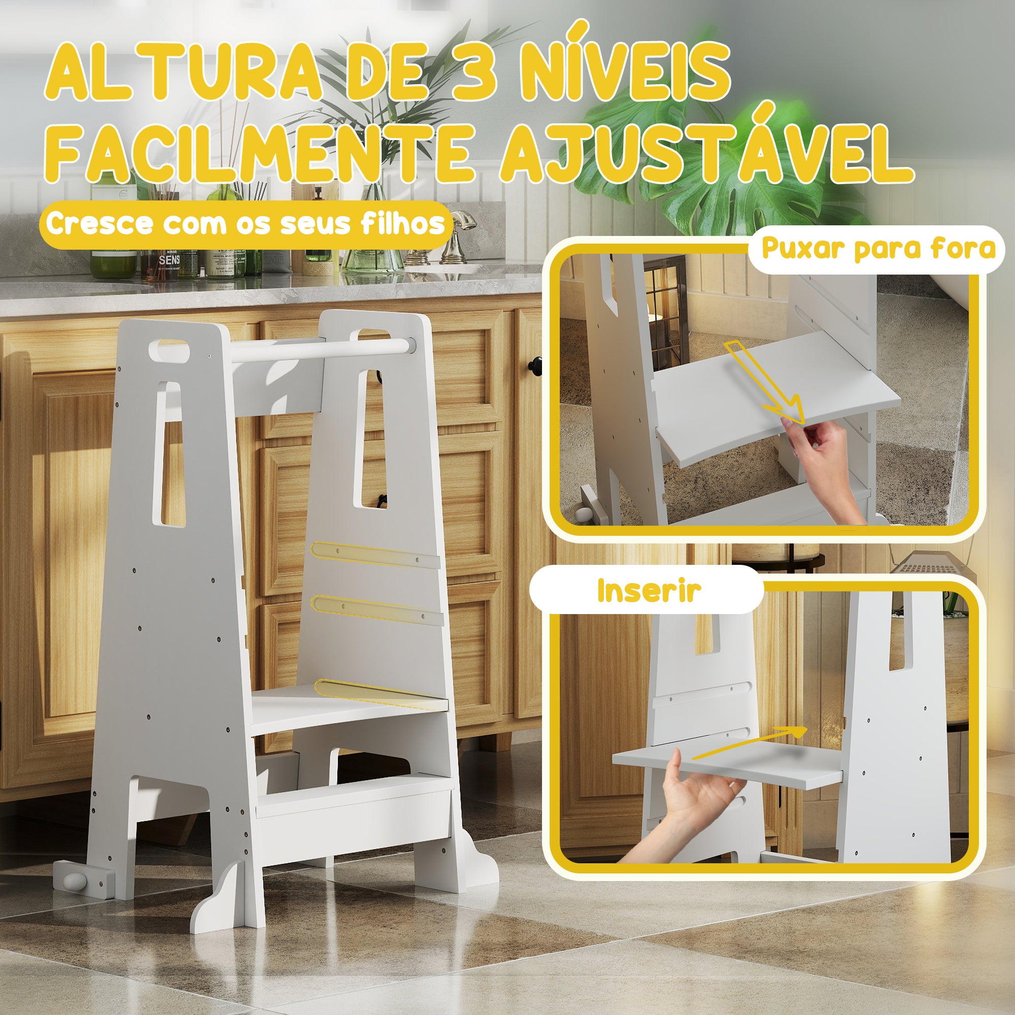 Torre de Aprendizagem Infantil 45x47,5x91 cm Branco