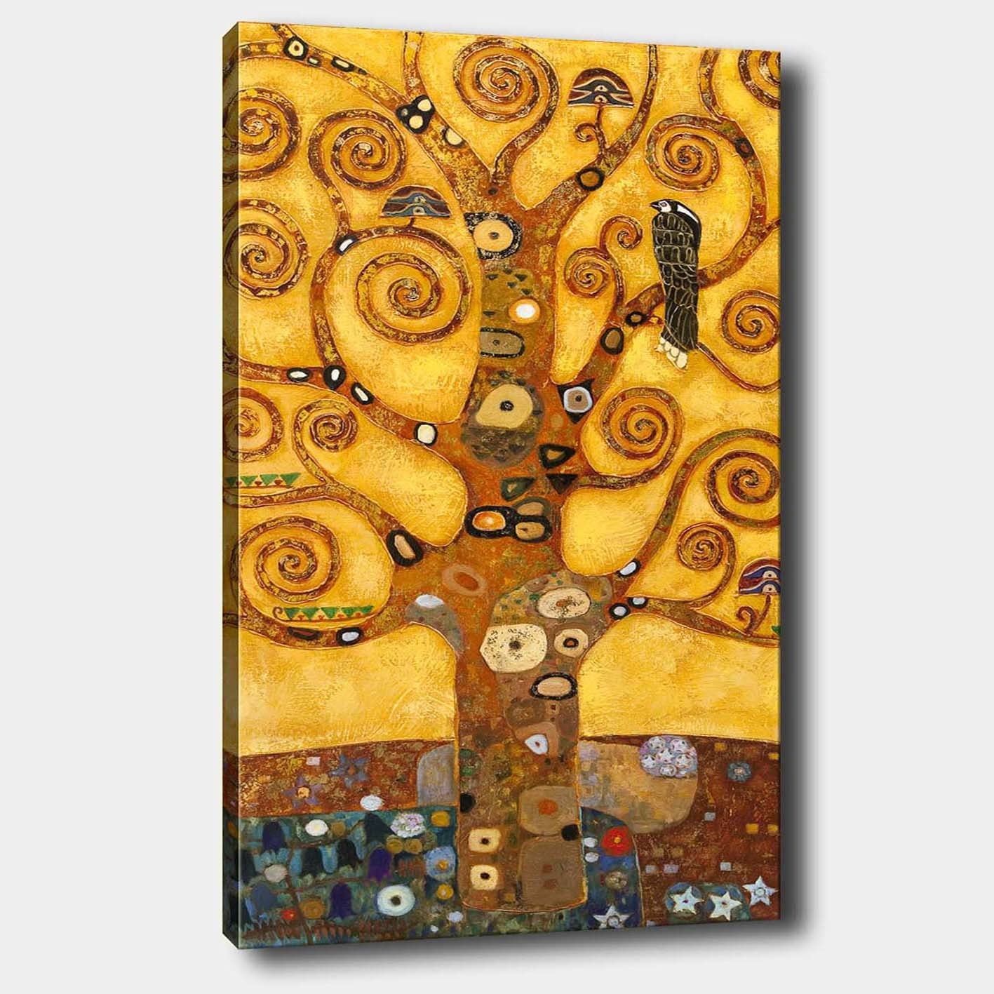 Impressionante pintura decorativa em tela de Gustav Klimt, 70 x 100 cm | 100% tela, 100% moldura de madeira (3 cm de espessura) | Perfeito para amantes de decoração e arte