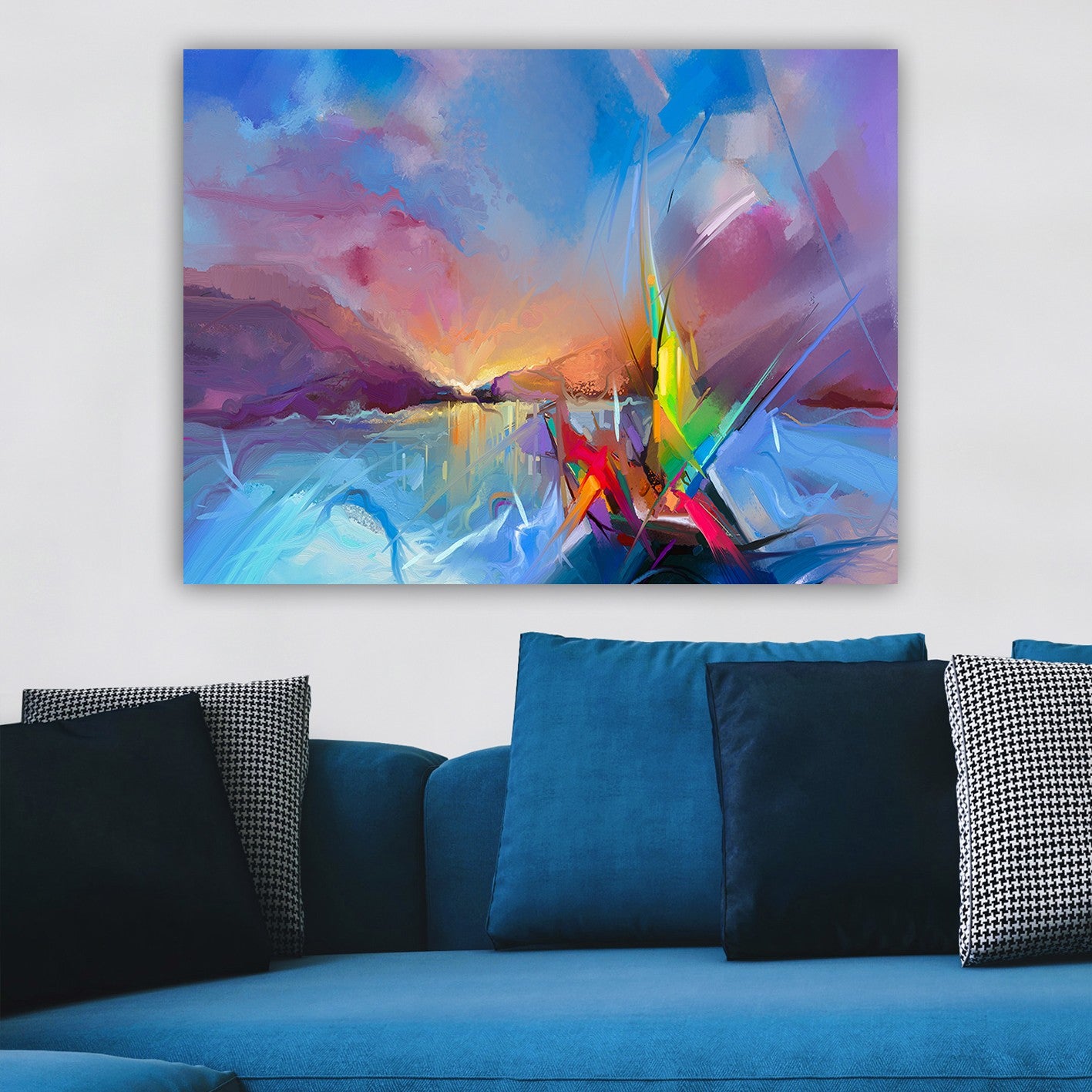 Impressionante pintura decorativa em tela, 70 x 100 cm | 100% tela, 100% moldura de madeira (3 cm de espessura) | Perfeito para amantes de decoração e arte