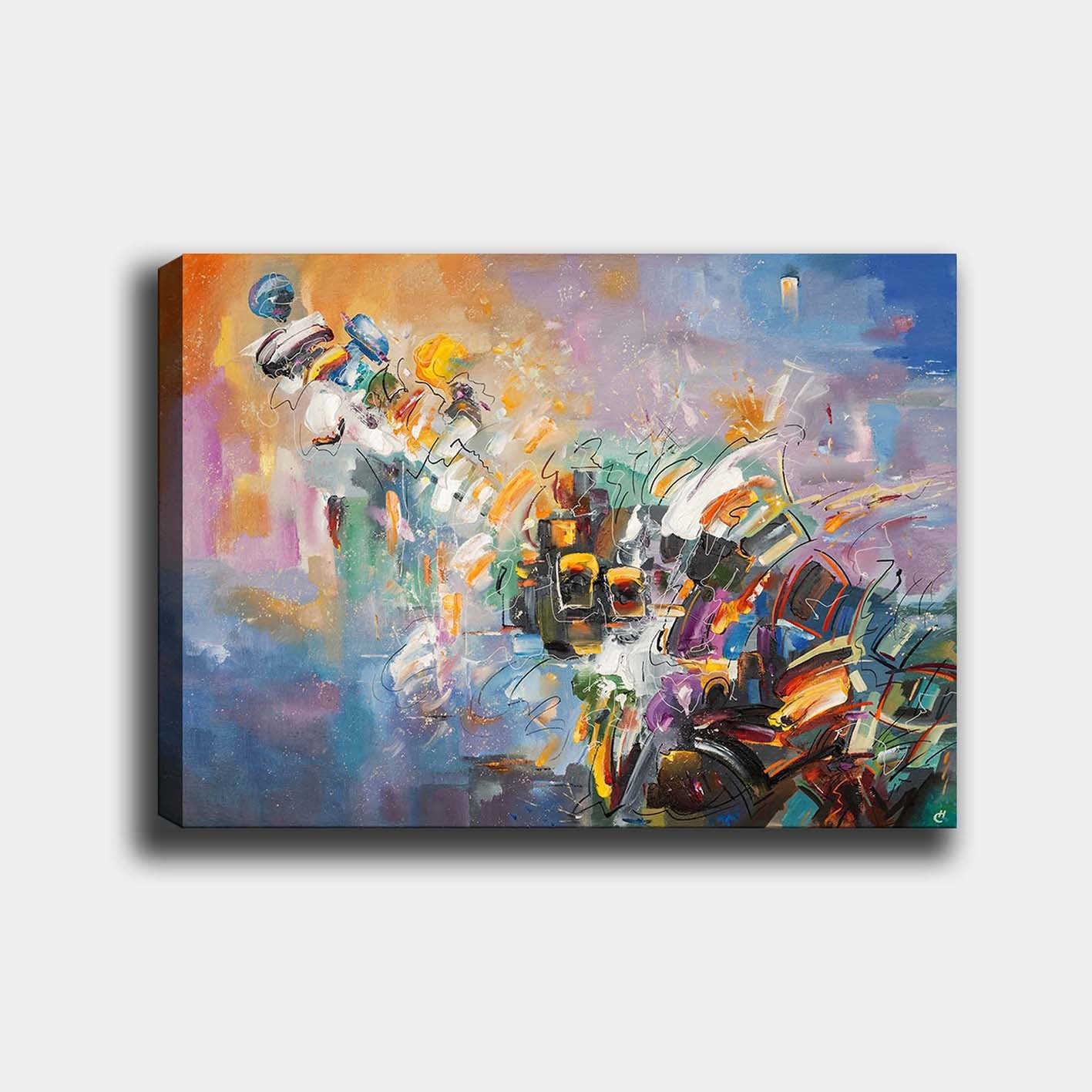 Impressionante pintura decorativa em tela, 70 x 100 cm | 100% tela, 100% moldura de madeira (3 cm de espessura) | Perfeito para amantes de decoração e arte