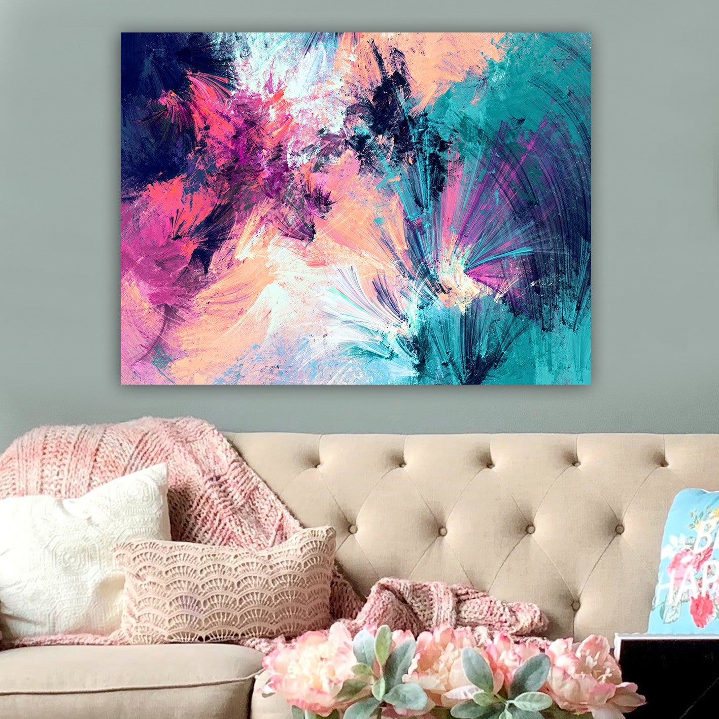 Impressionante pintura decorativa em tela, 70 x 100 cm | 100% tela, 100% moldura de madeira (3 cm de espessura) | Perfeito para amantes de decoração e arte