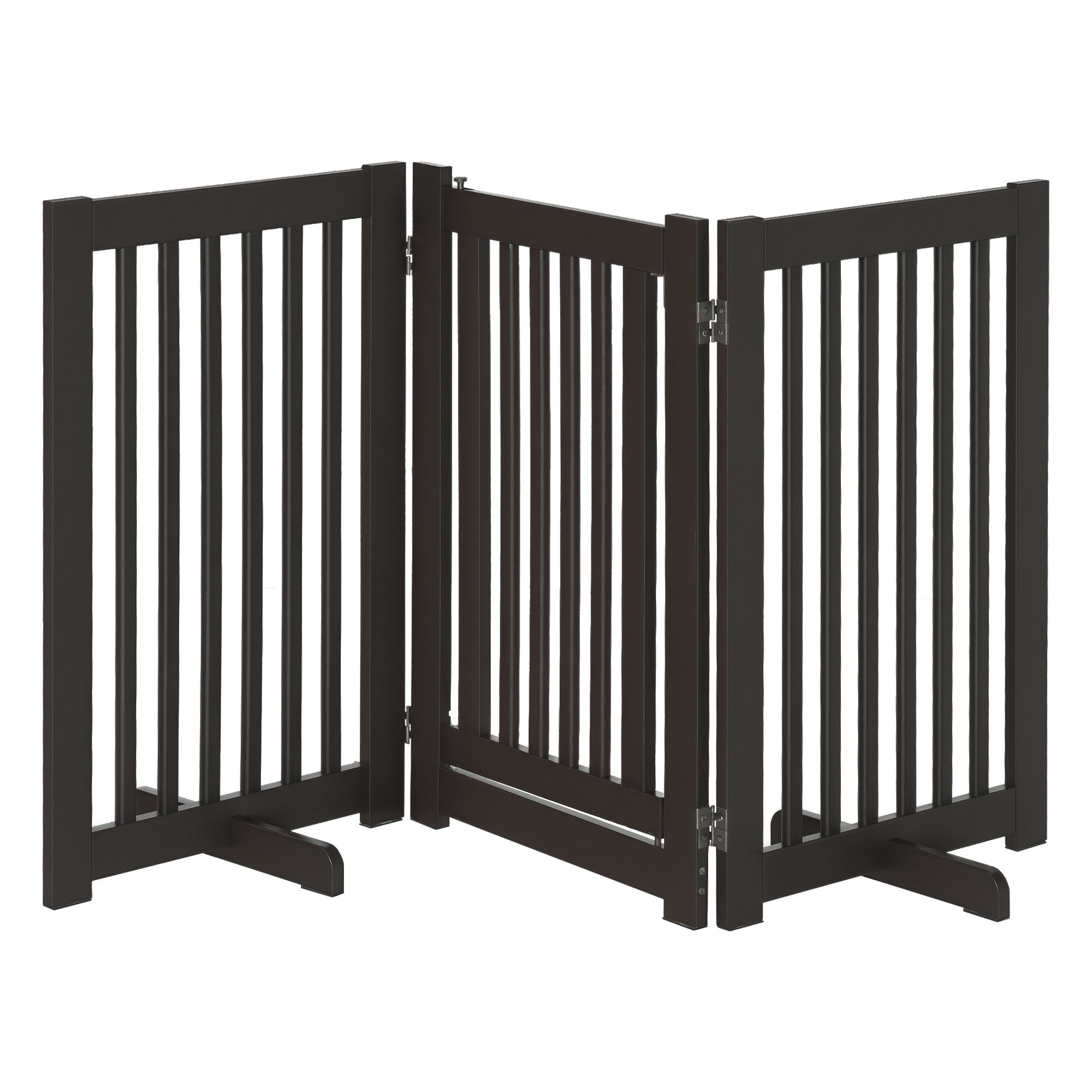Barreira para Cães de Madeira Dobrável 3 Painéis 155x35,5x76 cm Marrom Escuro