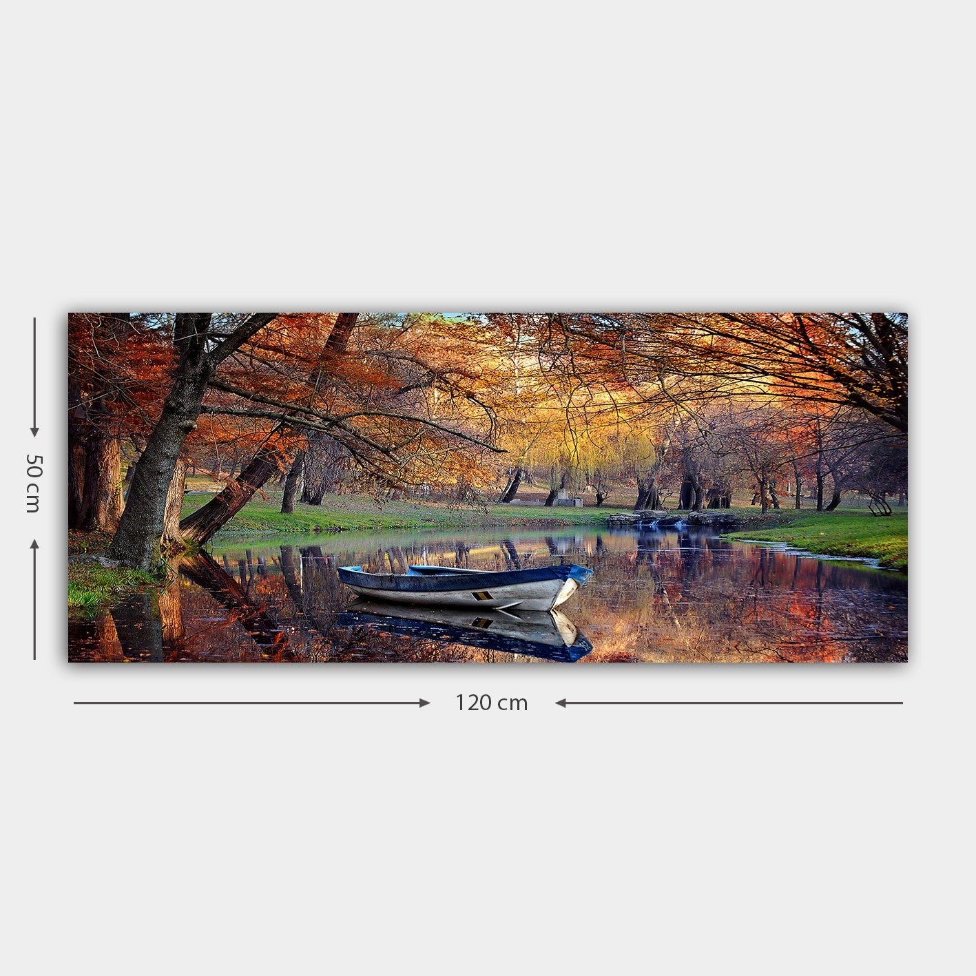 Quadro Decorativo em Tela Canvas 50 x 120 cm com Moldura de Madeira (3 cm) - Multicolor
