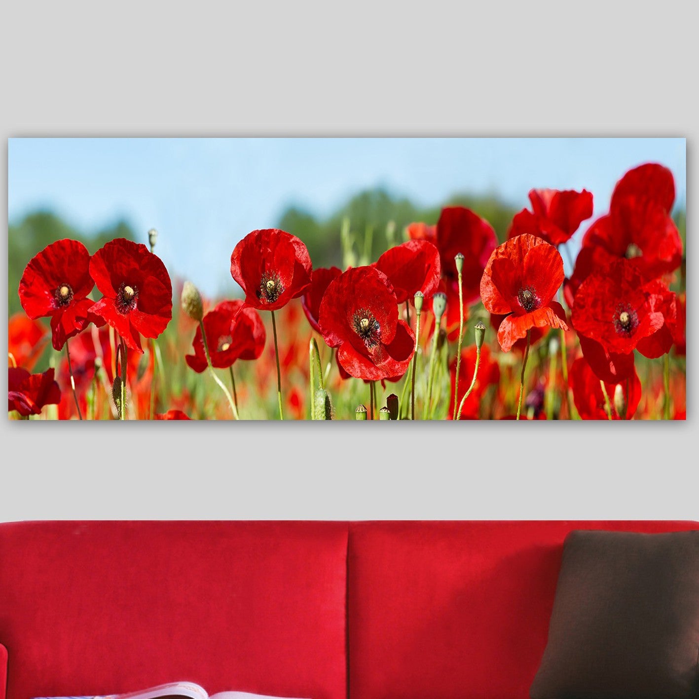 Tela Decorativa em Canvas Multicolor 50x120 cm com Moldura de Madeira (3 cm)