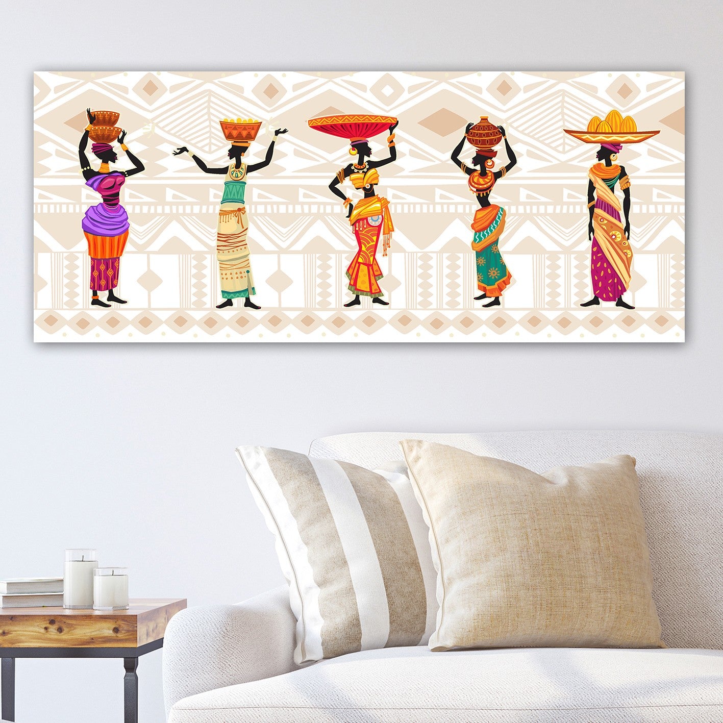 Quadro Decorativo em Tela 100% Multicolor 50x120 cm com Moldura de Madeira 3 cm