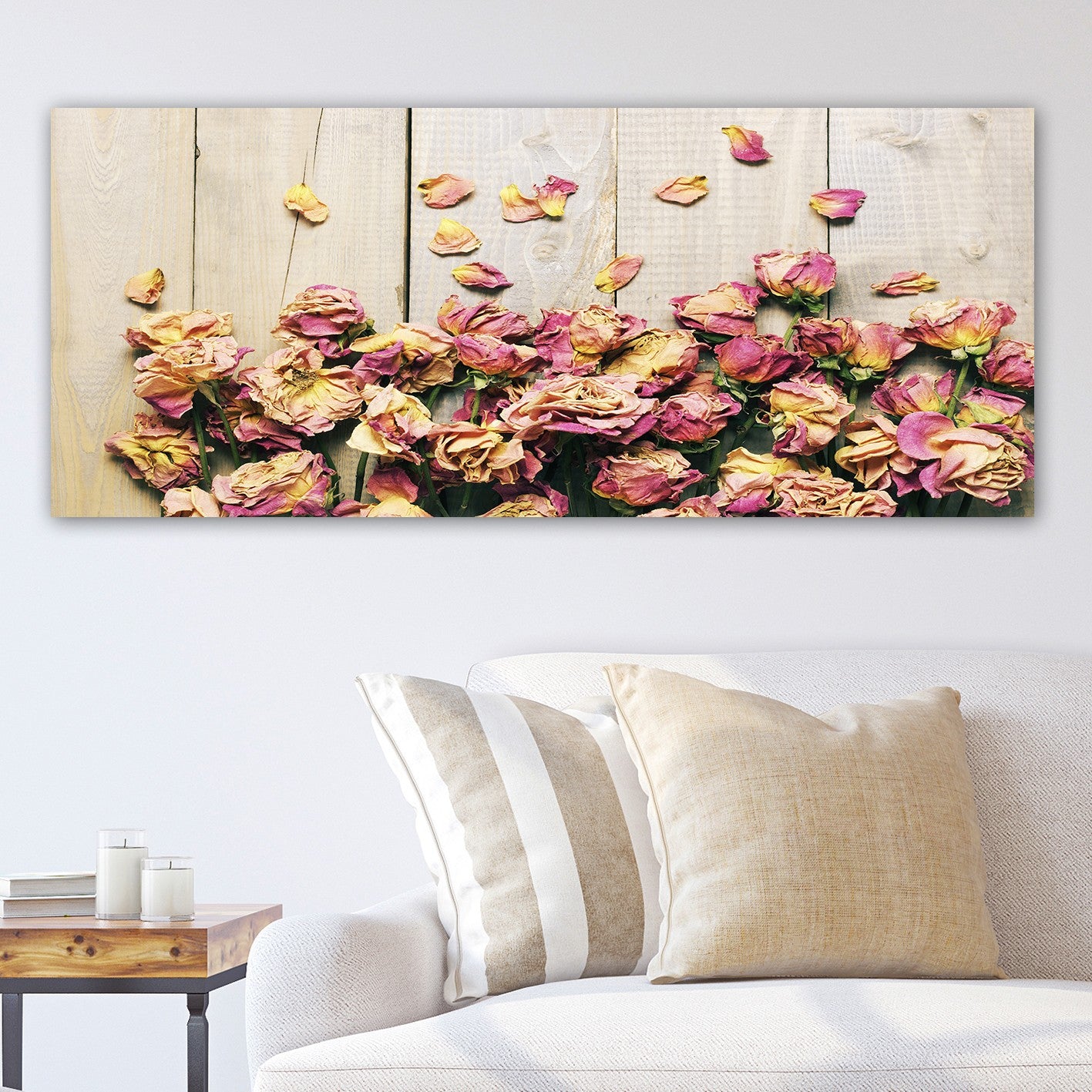 Tela Decorativa Multicolor 50x120 cm em Canvas 100% com Moldura de Madeira (3 cm)