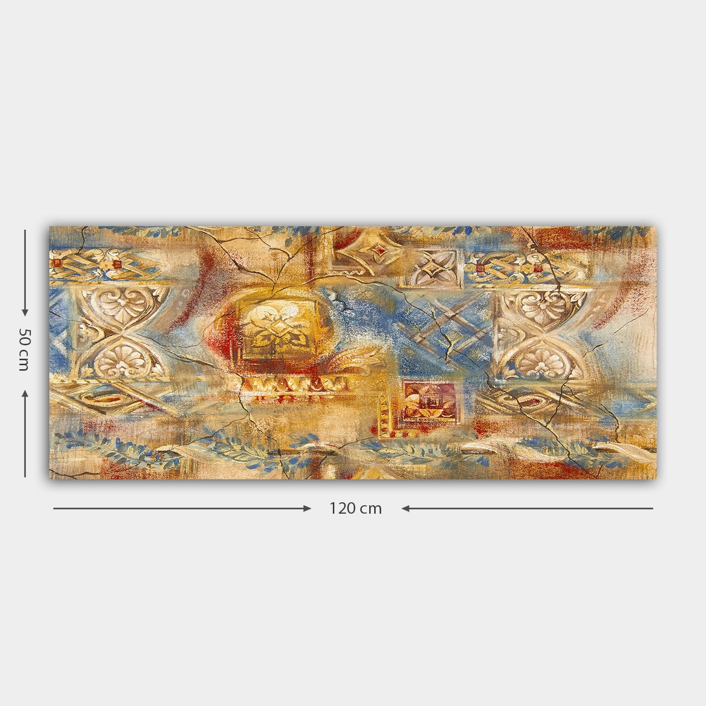 Tela Decorativa Multicolor em Canvas 100% 50x120 cm com Moldura de Madeira (3 cm)