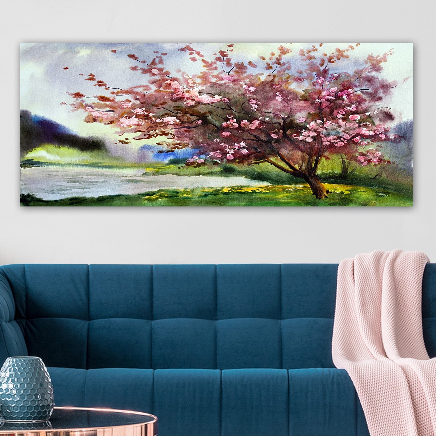 Quadro em Tela Canvas Multicolor 50x120 cm com Moldura de Madeira (3 cm)