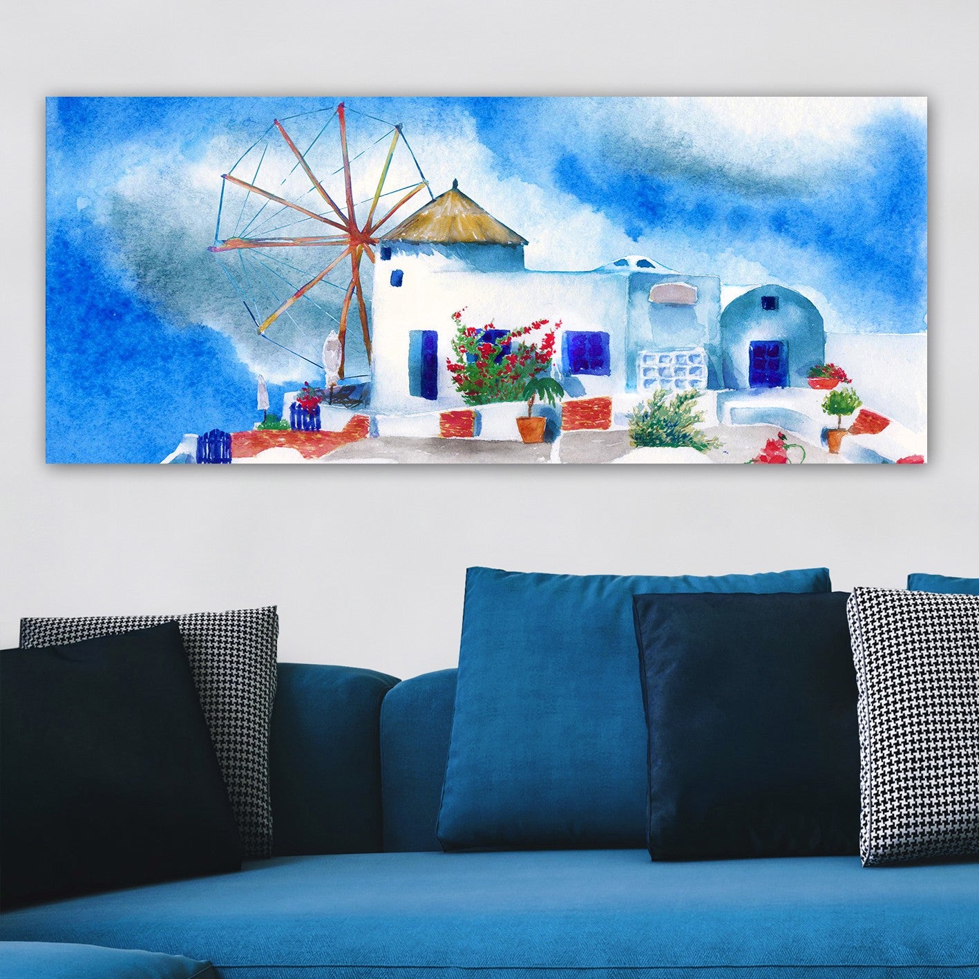 Quadro Decorativo em Tela Multicolorido 50 x 120 cm - Tela 100% com Moldura de Madeira (3 cm)