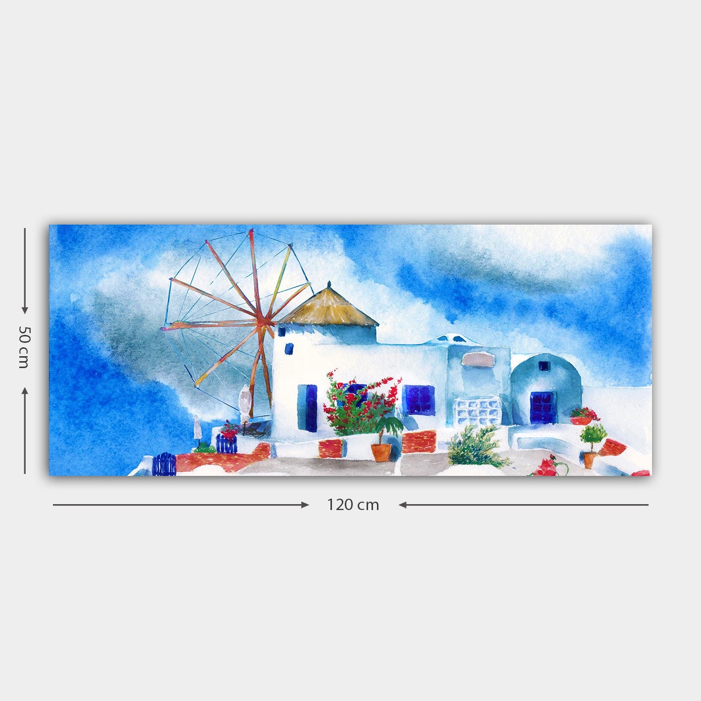Quadro Decorativo em Tela Multicolorido 50 x 120 cm - Tela 100% com Moldura de Madeira (3 cm)