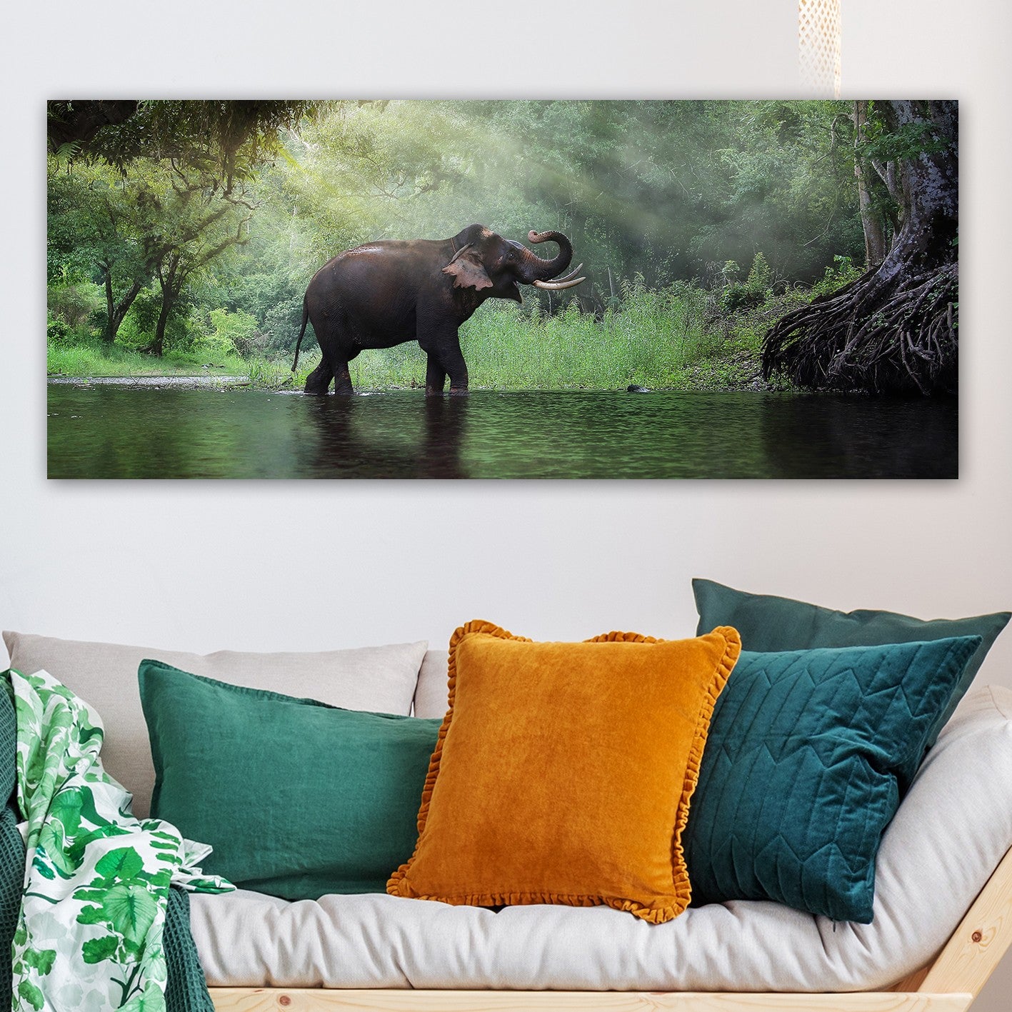 Quadro em Tela Multicolor 50x120 cm com Moldura de Madeira 3 cm