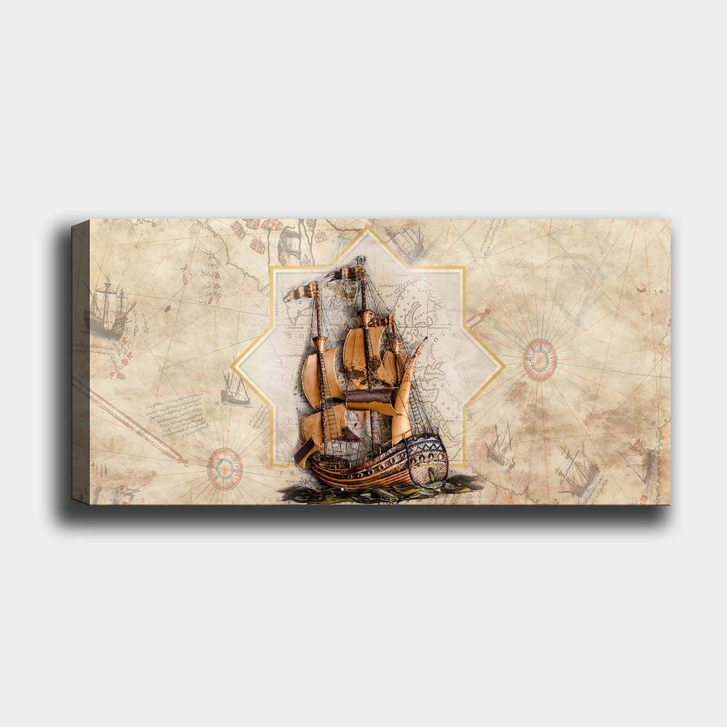 Quadro Decorativo em Tela (100%) 50x120 cm Multicolor com Moldura de Madeira (3 cm)