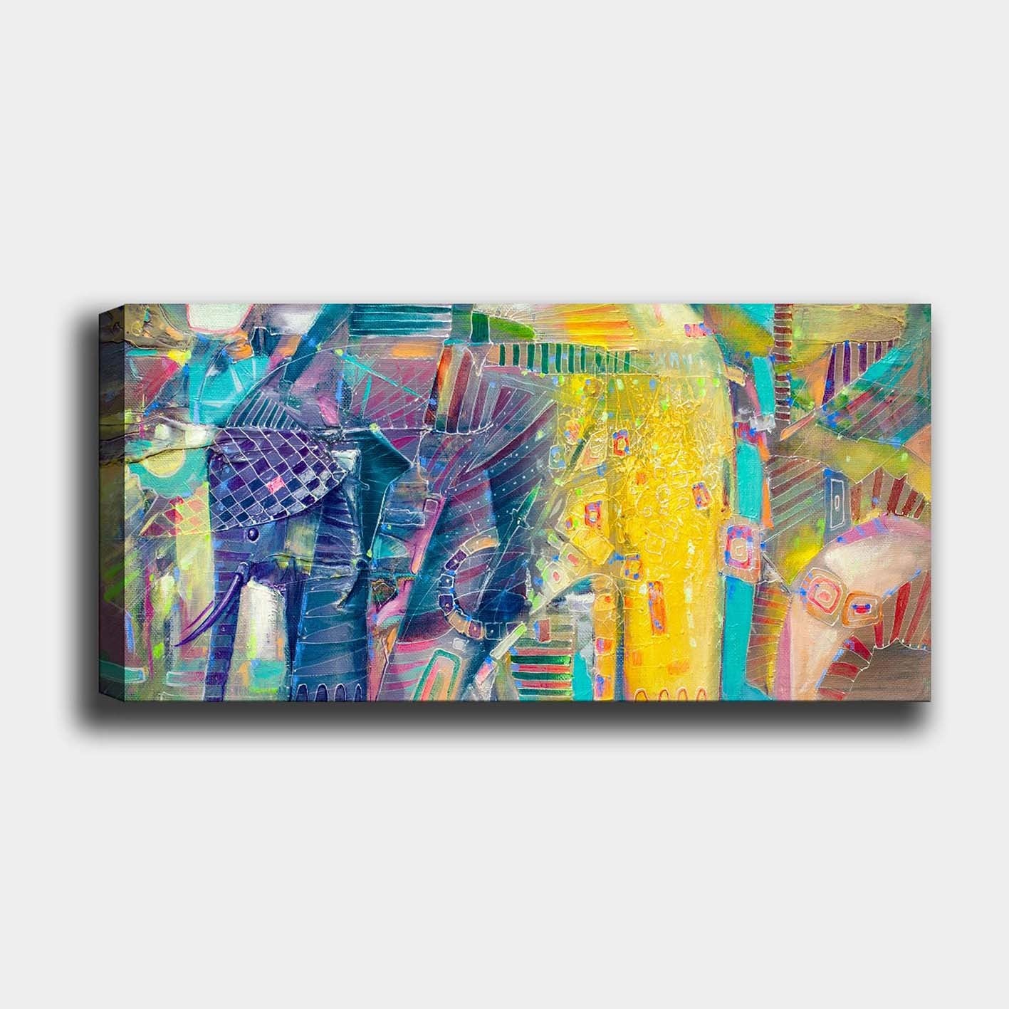 Quadro Decorativo em Tela Multicolor com Moldura de Madeira (3 cm) – 50 x 120 cm