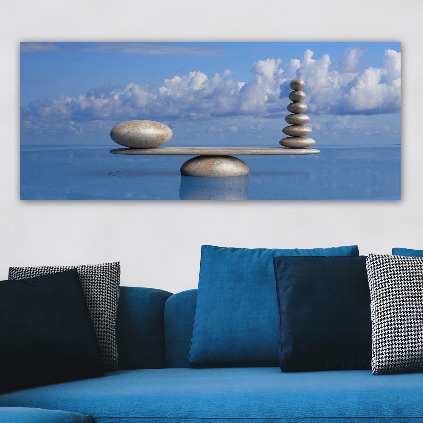 Quadro em Tela Decorativa Multicolor, 50 x 120 cm, Moldura de Madeira 3 cm