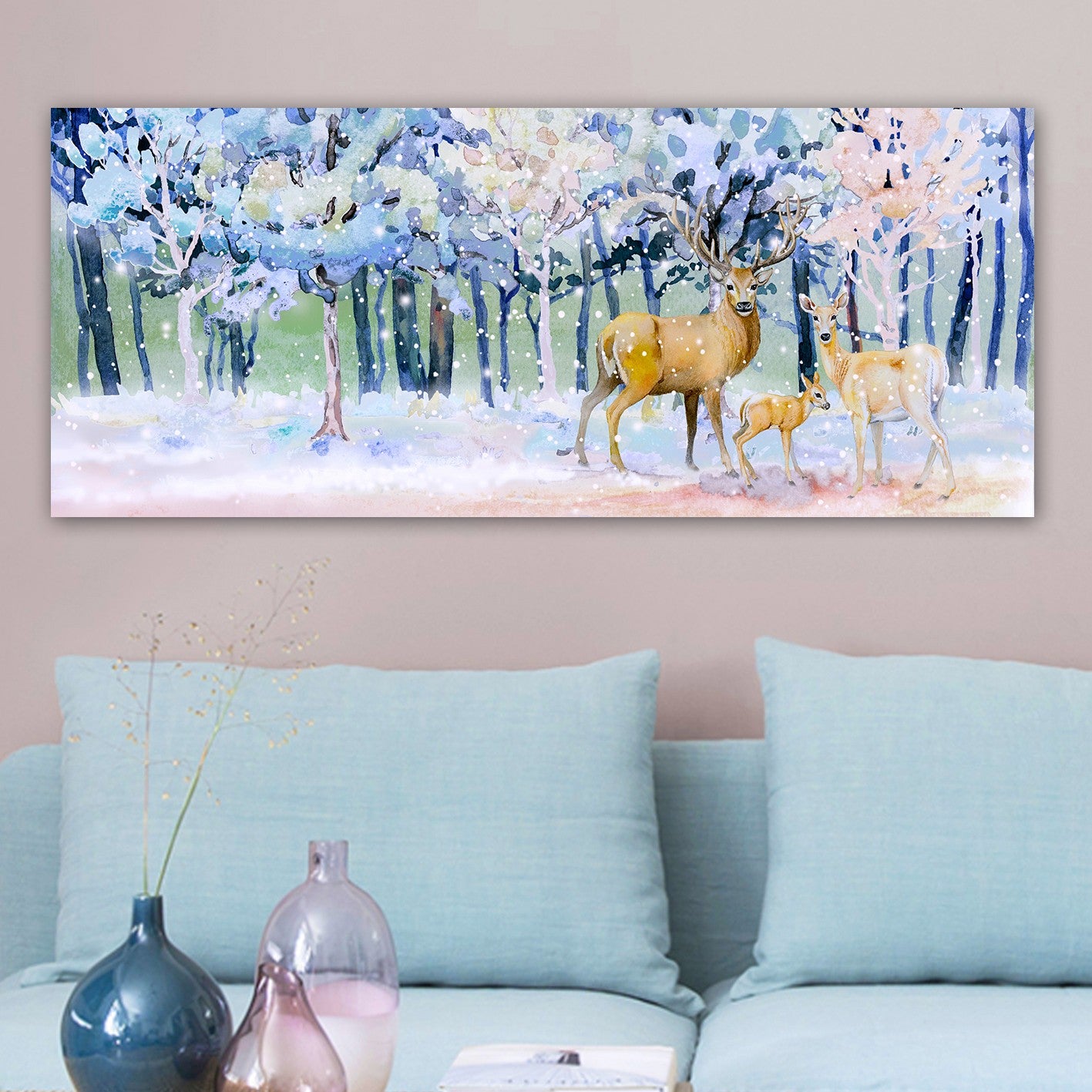 Quadro em Tela Canvas Multicolor 50 x 120 cm com Moldura de Madeira (3 cm)