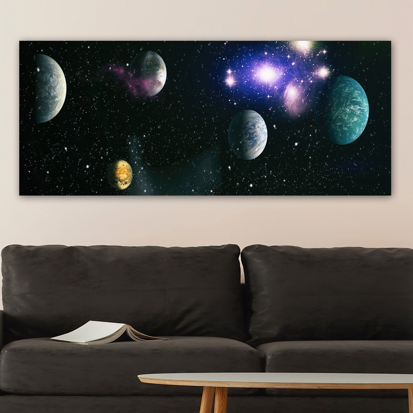 Tela Decorativa Multicolor 50x120 cm – 100% Canvas com Moldura de Madeira (3 cm)