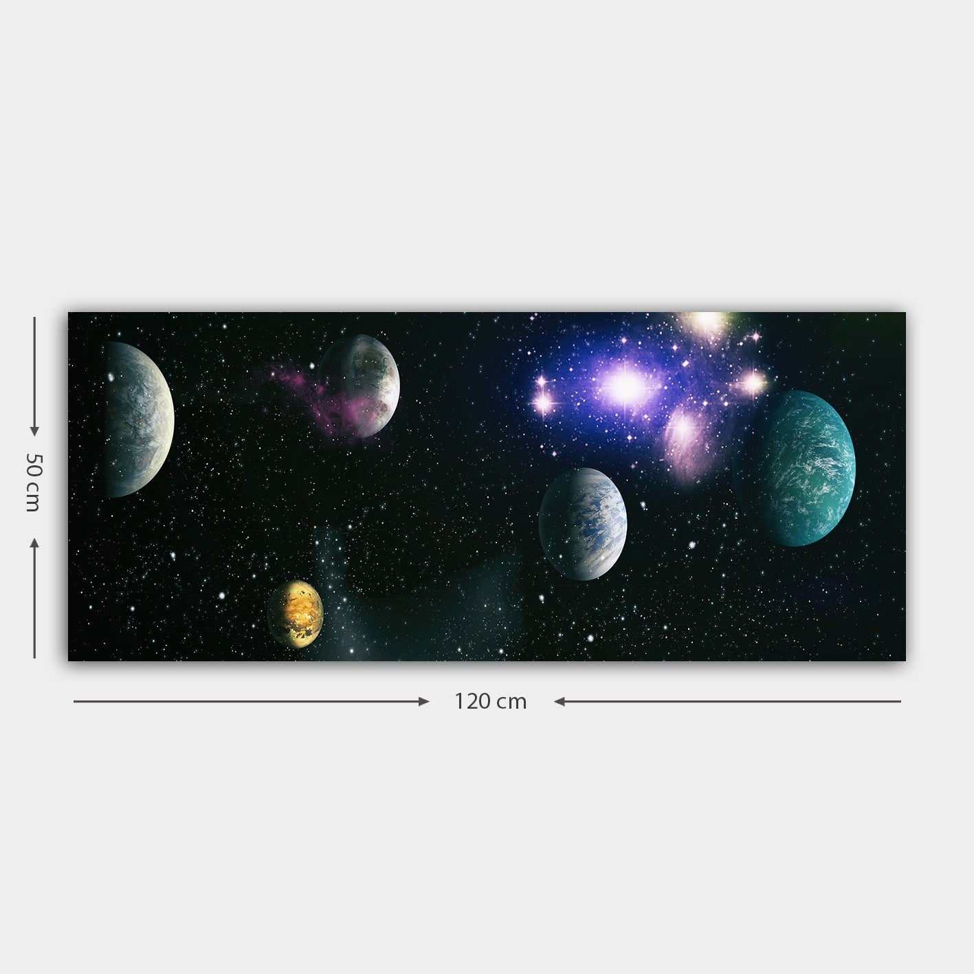 Tela Decorativa Multicolor 50x120 cm – 100% Canvas com Moldura de Madeira (3 cm)