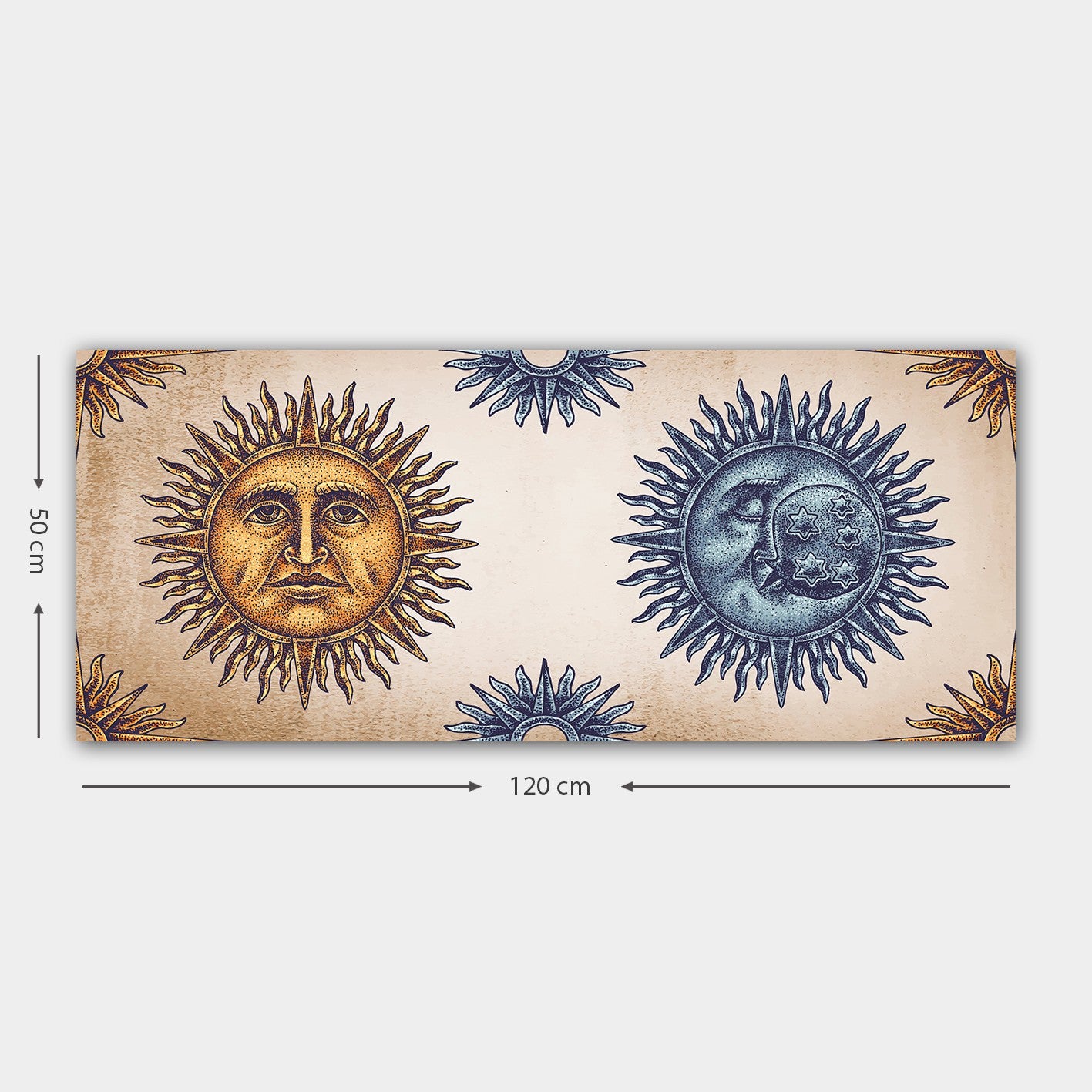 Quadro em Canvas Decorativo Multicolor – 50 x 120 cm – Moldura de Madeira (3 cm)