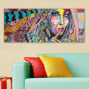 Quadro Decorativo em Tela Canvas Multicolor 50 x 120 cm com Moldura de Madeira (3 cm)
