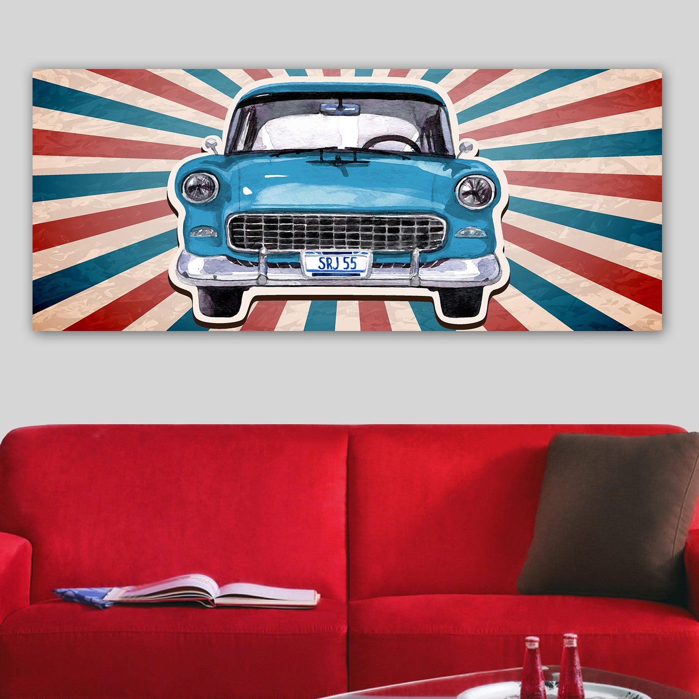 Quadro em Tela Decorativa Multicolor 50x120 cm | Canvas 100% com Moldura de Madeira 3 cm