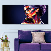 Quadro em Tela Decorativo Multicolor 50x120 cm com Moldura de Madeira (3 cm)